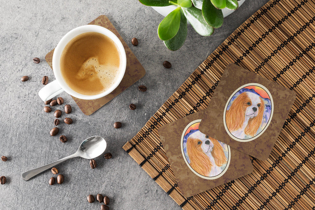 Cavalier Spaniel Foam Coasters Set of 4 Cup Coasters for Indoor Outdoor, Tabletop Protection, Anti Slip, Mouse pad Material