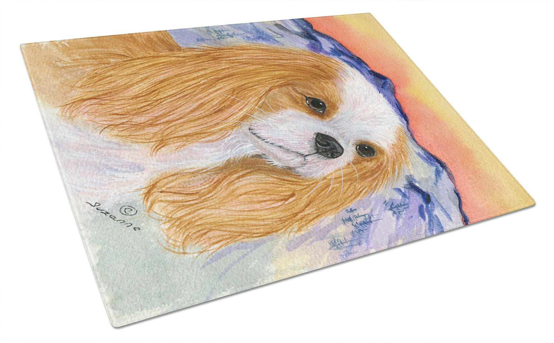 Cavalier Spaniel Cutting Board Tempered Glass Kitchen Cutting Surface, Heat Resistant Chopping, Non-Slip Feet, Food Prep & Serving