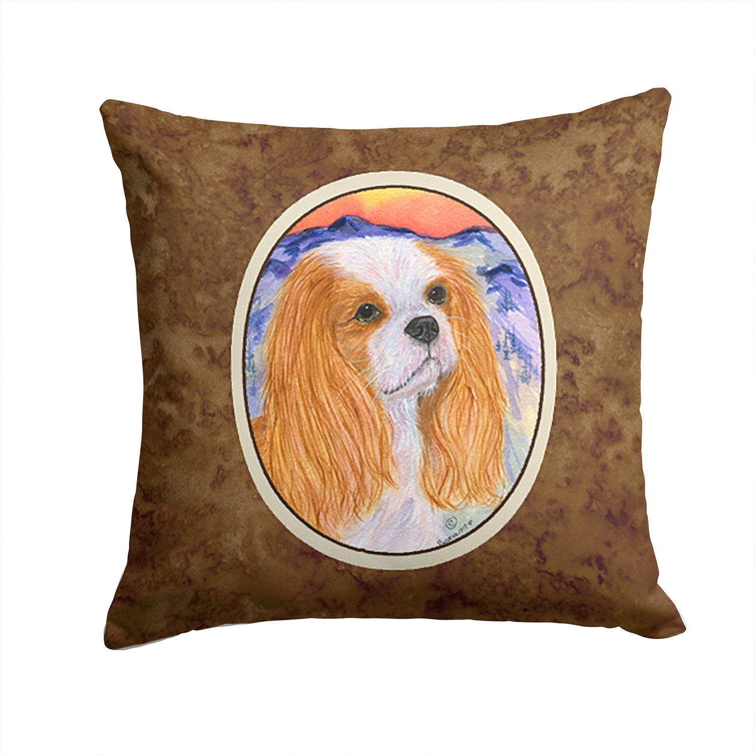 Cavalier Spaniel Decorative Throw Pillow 14x14 Indoor Outdoor Accent Cushion, Fabric Cover with Insert for Sofa, Bed, Porch & Living Room
