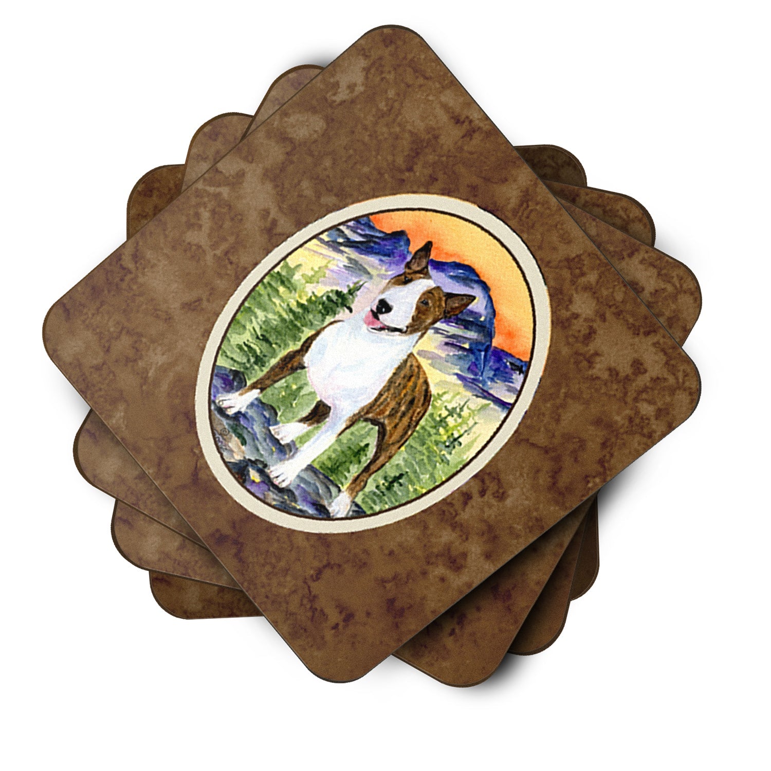 Bull Terrier Foam Coasters Set of 4 Cup Coasters for Indoor Outdoor, Tabletop Protection, Anti Slip, Mouse pad Material