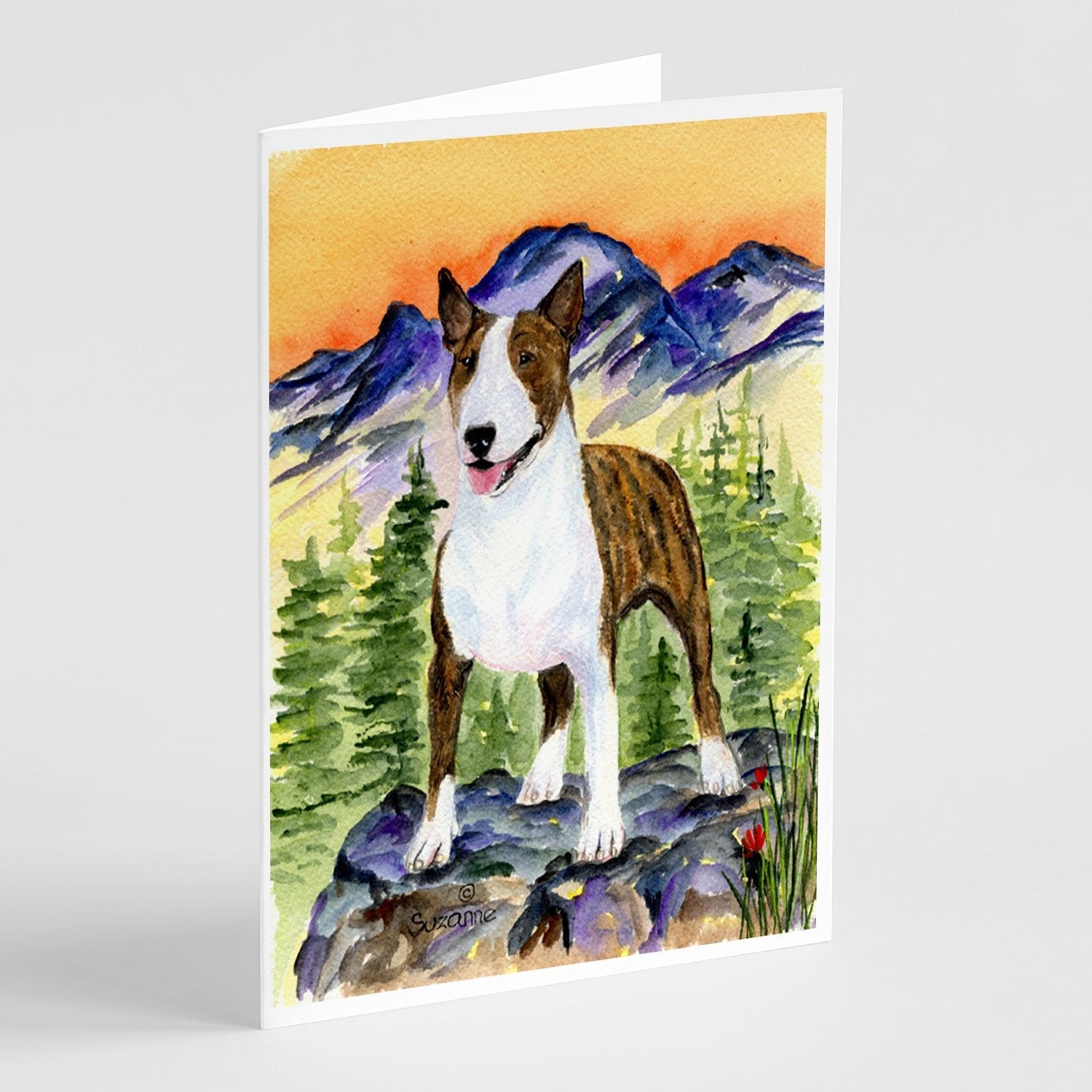 Bull Terrier Greeting Cards Pack of 8 Blank Cards with Envelopes Whimsical A7 Size 5x7