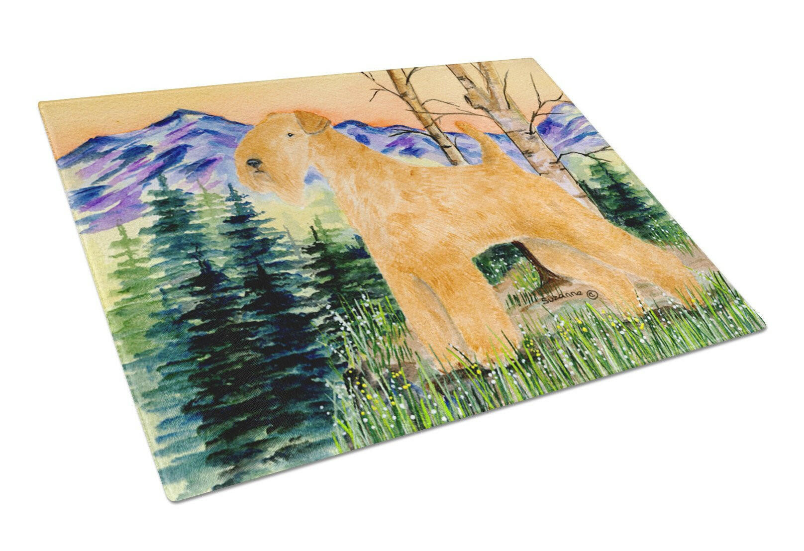 Lakeland Terrier Cutting Board Tempered Glass Kitchen Cutting Surface, Heat Resistant Chopping, Non-Slip Feet, Food Prep & Serving