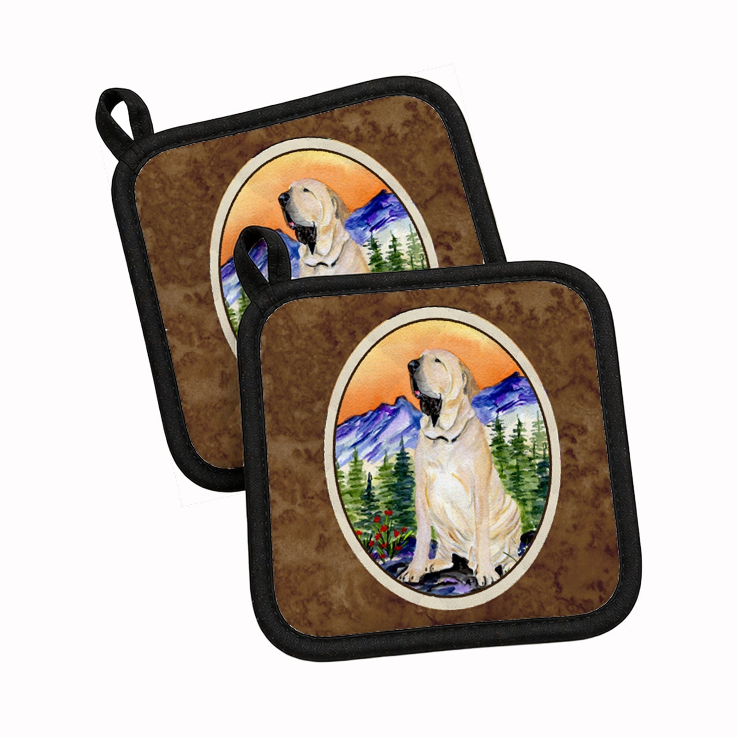 Brazilian Mastiff  / Fila Brasileiro Pot Holder Set of 2 Heat Resistant Quilted Hot Pads 7.5 x 7.5 Inch, Insulated Kitchen Trivets for Cooking & Baking