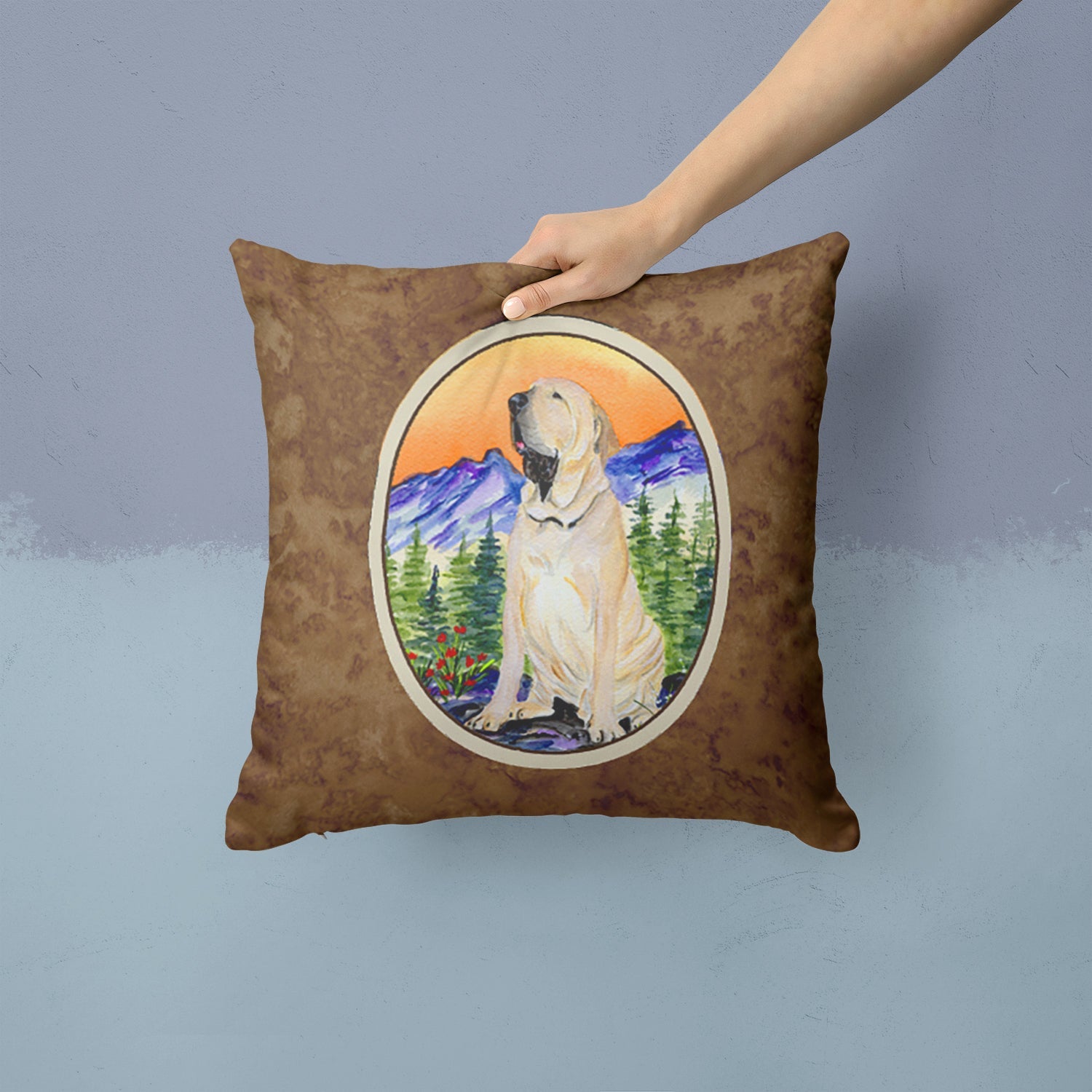 Brazilian Mastiff  / Fila Brasileiro Decorative Throw Pillow 14x14 Indoor Outdoor Accent Cushion, Fabric Cover with Insert for Sofa, Bed, Porch & Living Room