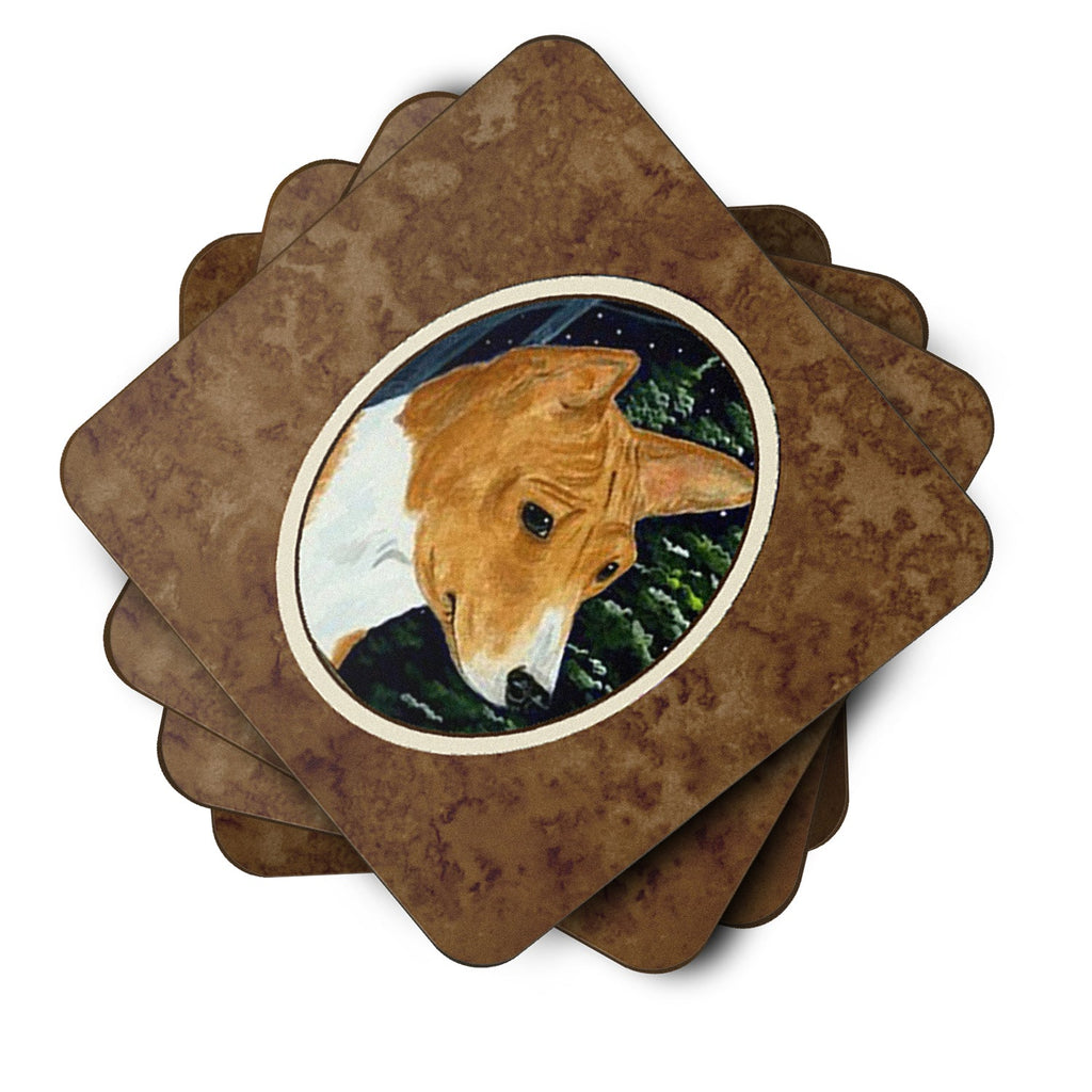 Basenji Foam Coasters Set of 4 Cup Coasters for Indoor Outdoor, Tabletop Protection, Anti Slip, Mouse pad Material