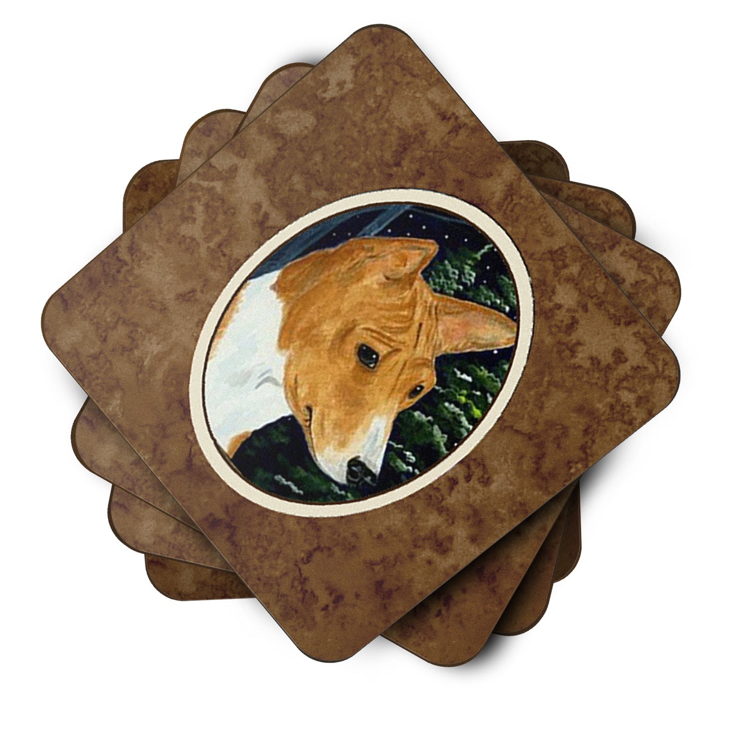 Basenji Foam Coasters Set of 4 Cup Coasters for Indoor Outdoor, Tabletop Protection, Anti Slip, Mouse pad Material