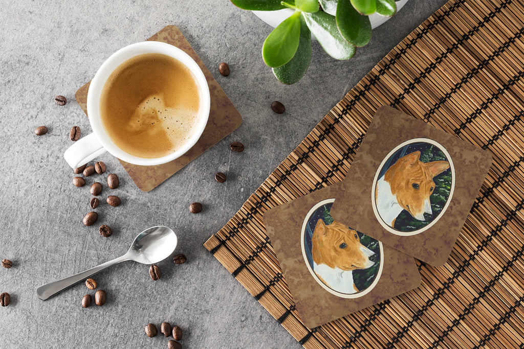 Basenji Foam Coasters Set of 4 Cup Coasters for Indoor Outdoor, Tabletop Protection, Anti Slip, Mouse pad Material