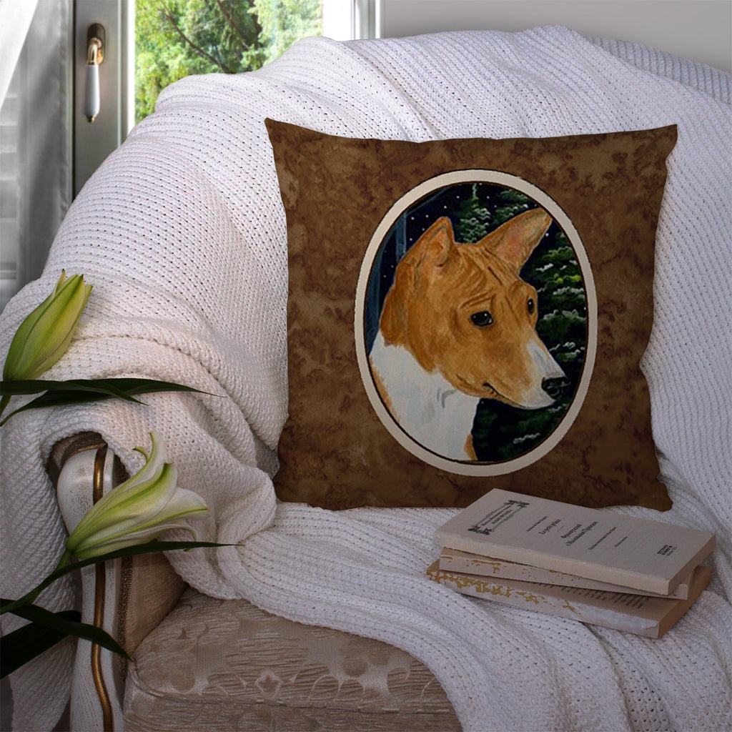 Basenji Decorative Throw Pillow 14x14 Indoor Outdoor Accent Cushion, Fabric Cover with Insert for Sofa, Bed, Porch & Living Room