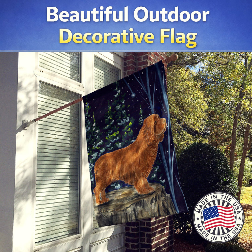 Sussex Spaniel House Flag 28x40 Porch Sleeve Pole Decorative Outside Yard Banner Artwork Wall Hanging, Polyester
