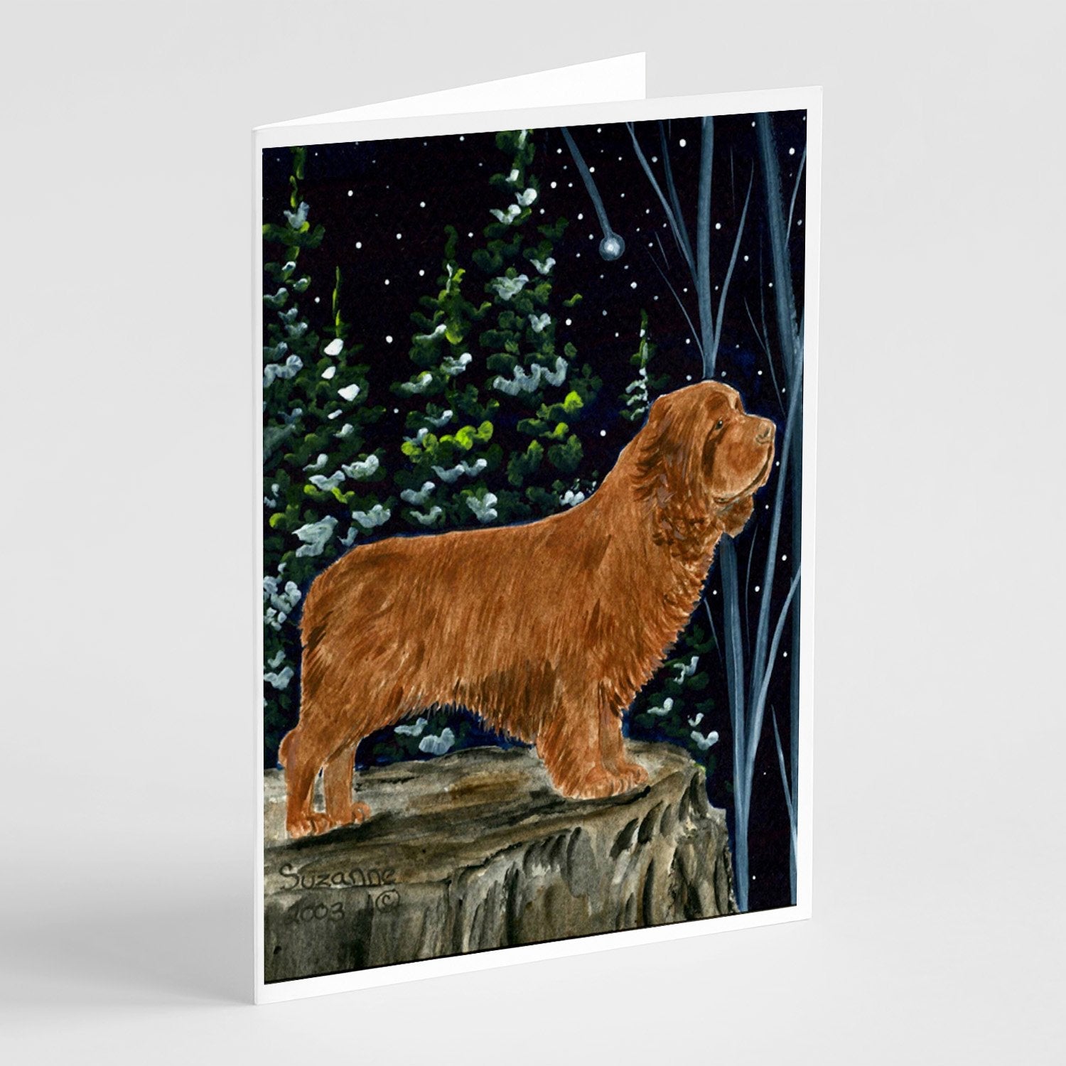 Sussex Spaniel Greeting Cards Pack of 8 Blank Cards with Envelopes Whimsical A7 Size 5x7