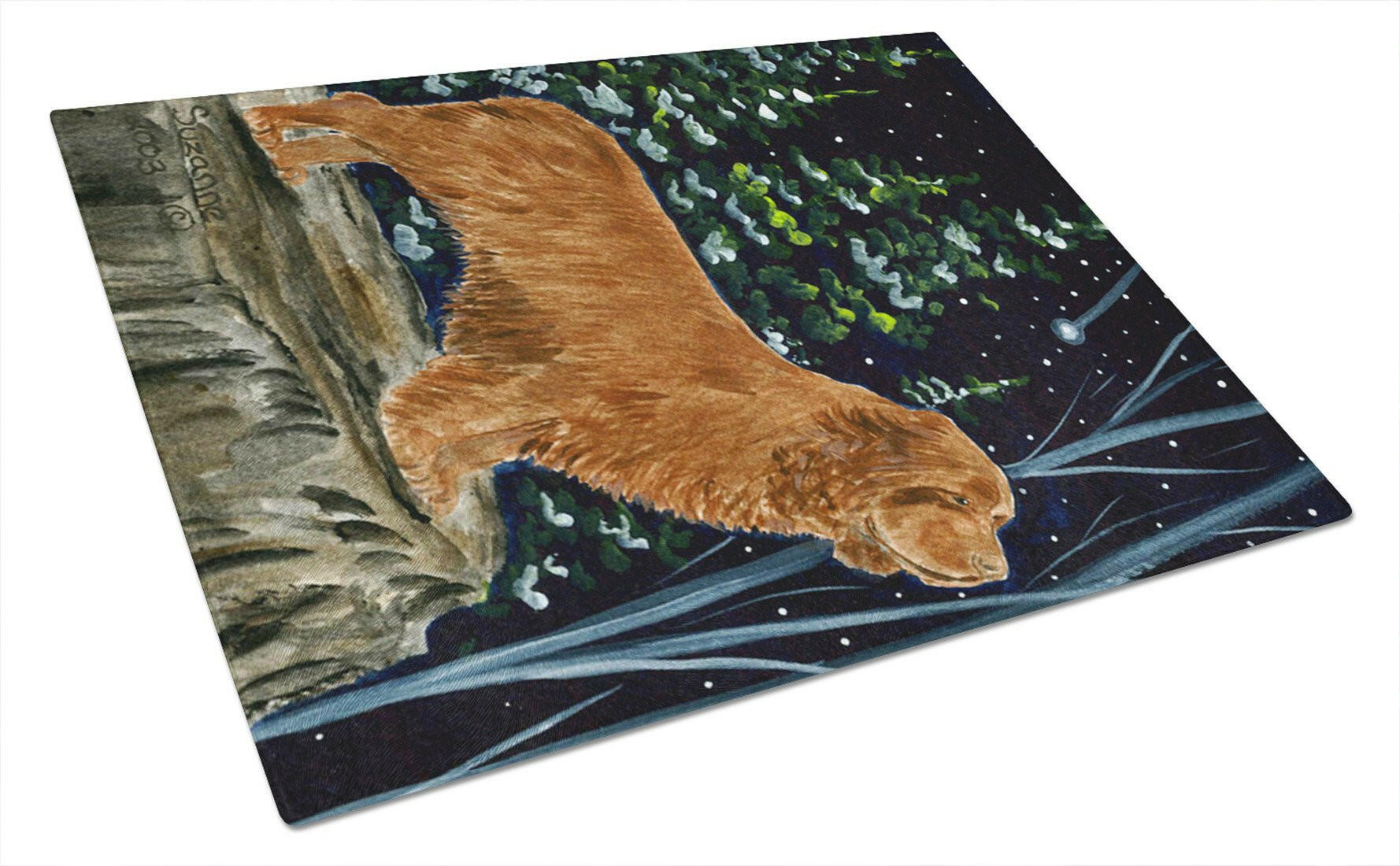 Sussex Spaniel Cutting Board Tempered Glass Kitchen Cutting Surface, Heat Resistant Chopping, Non-Slip Feet, Food Prep & Serving