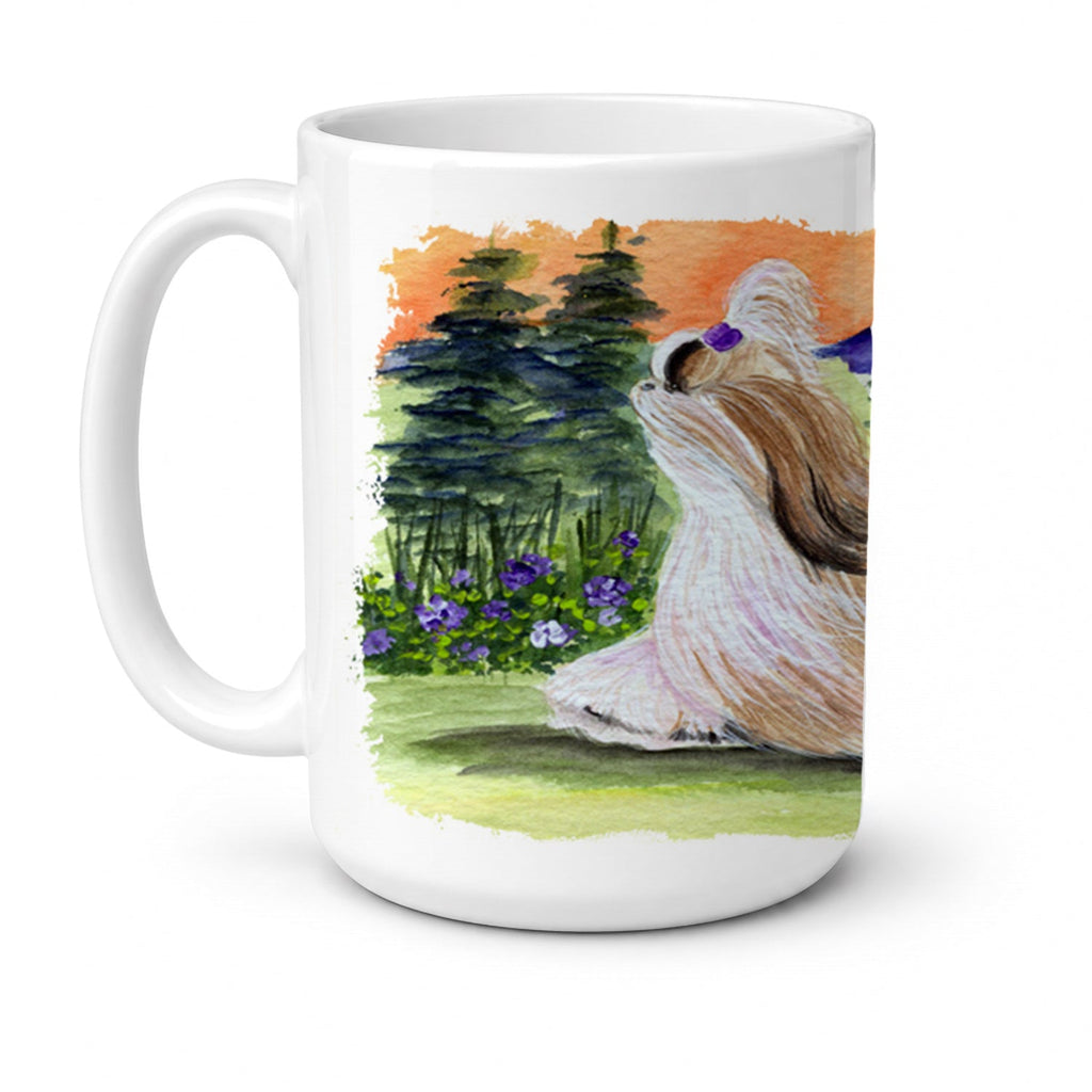 Shih Tzu Ceramic Coffee Mug 15 oz Decorative Large C Handle Mug Cup for Tea, Cocoa Hot Chocolate