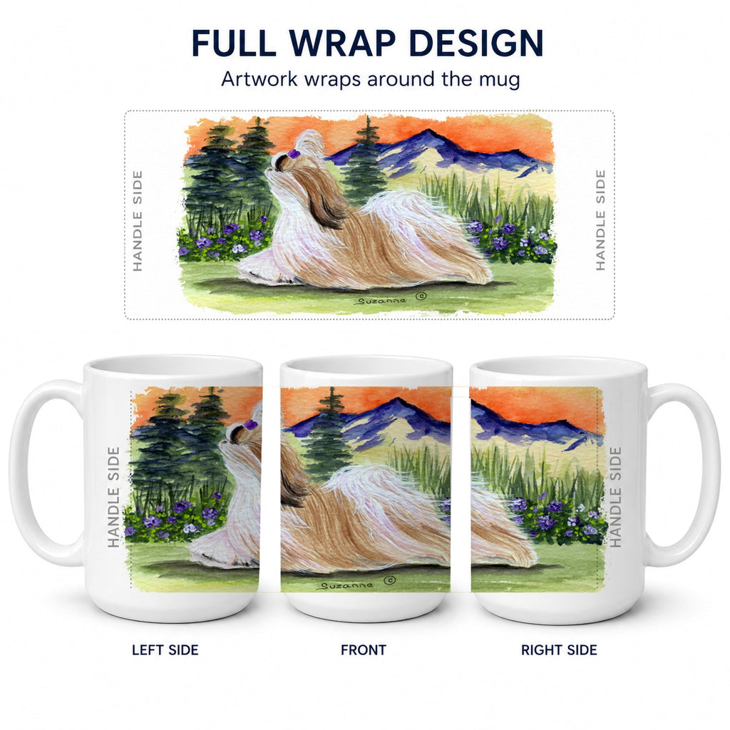 Shih Tzu Ceramic Coffee Mug 15 oz Decorative Large C Handle Mug Cup for Tea, Cocoa Hot Chocolate