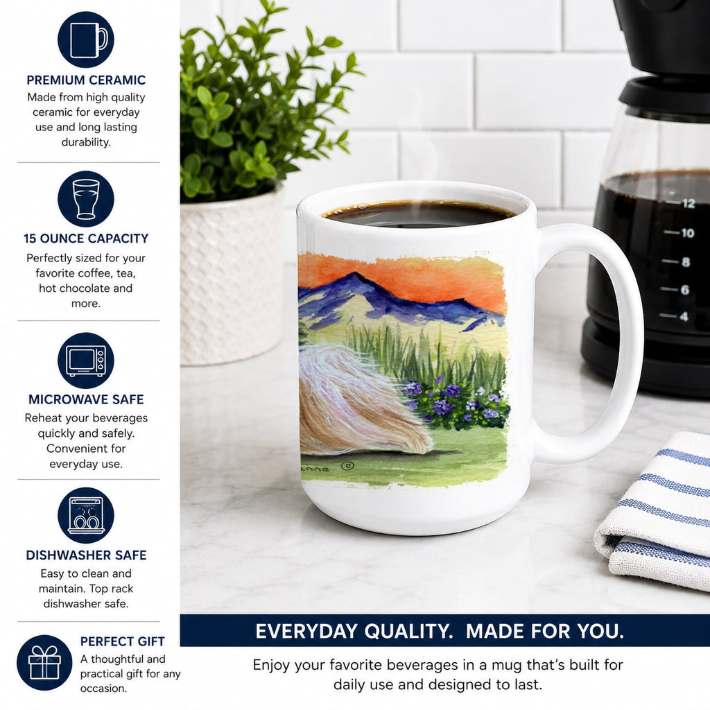 Shih Tzu Ceramic Coffee Mug 15 oz Decorative Large C Handle Mug Cup for Tea, Cocoa Hot Chocolate