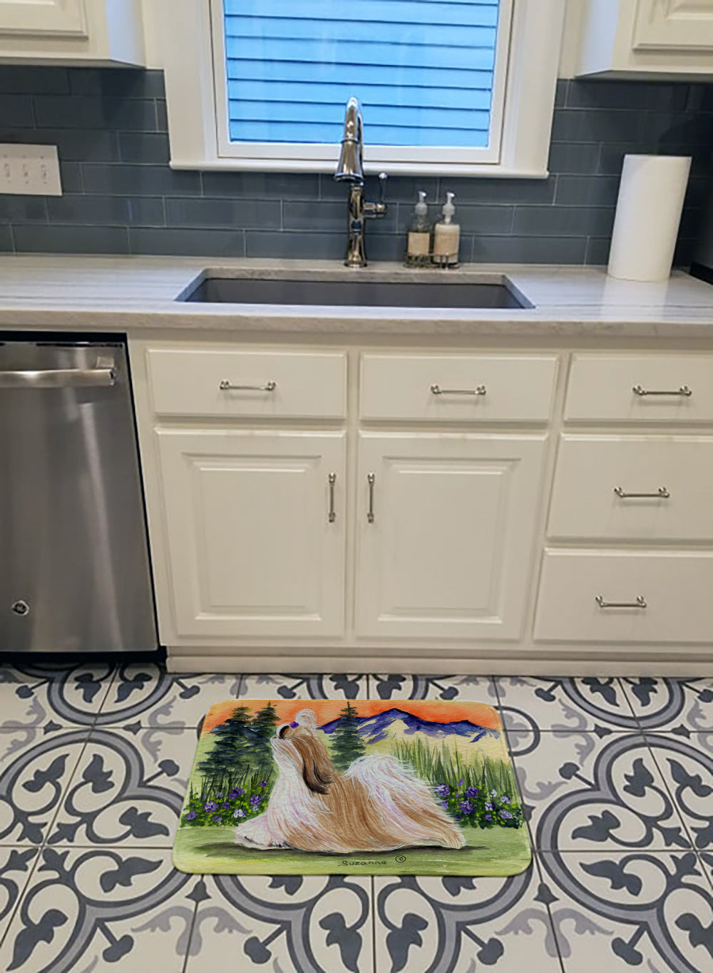 Shih Tzu Memory Foam Kitchen Mat Machine Washable Anti-Fatigue Cushion Comfort Bath or Kitchen Rug