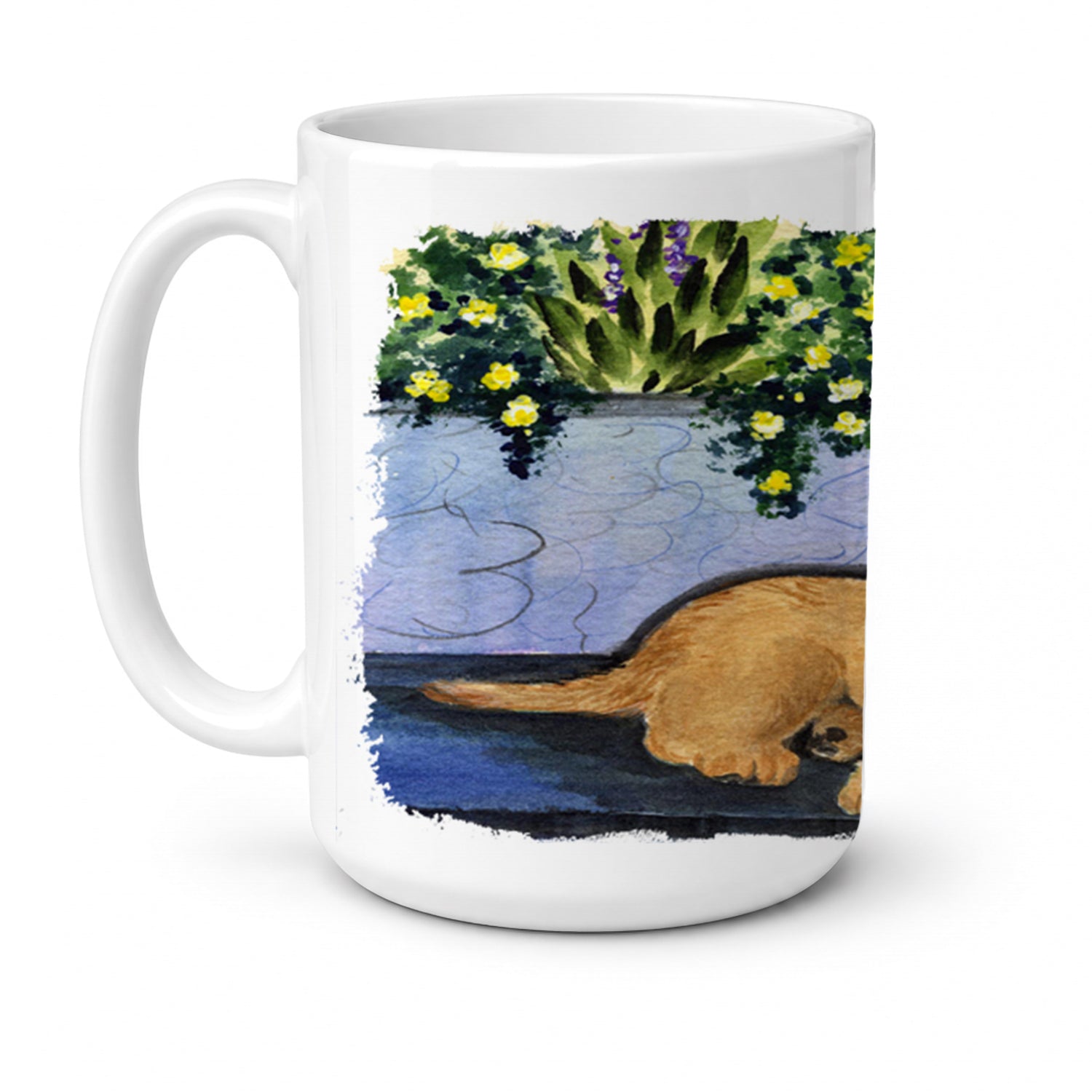 Briard Ceramic Coffee Mug 15 oz Decorative Large C Handle Mug Cup for Tea, Cocoa Hot Chocolate