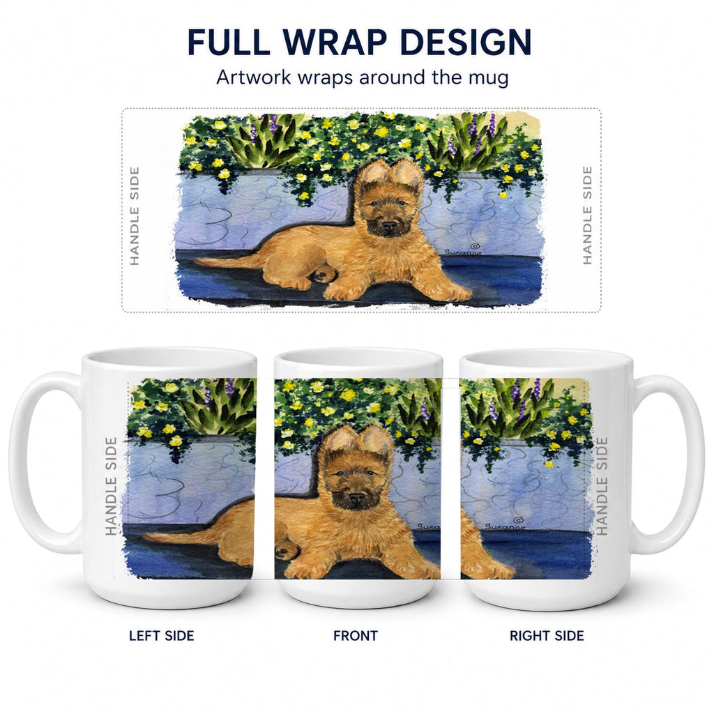 Briard Ceramic Coffee Mug 15 oz Decorative Large C Handle Mug Cup for Tea, Cocoa Hot Chocolate