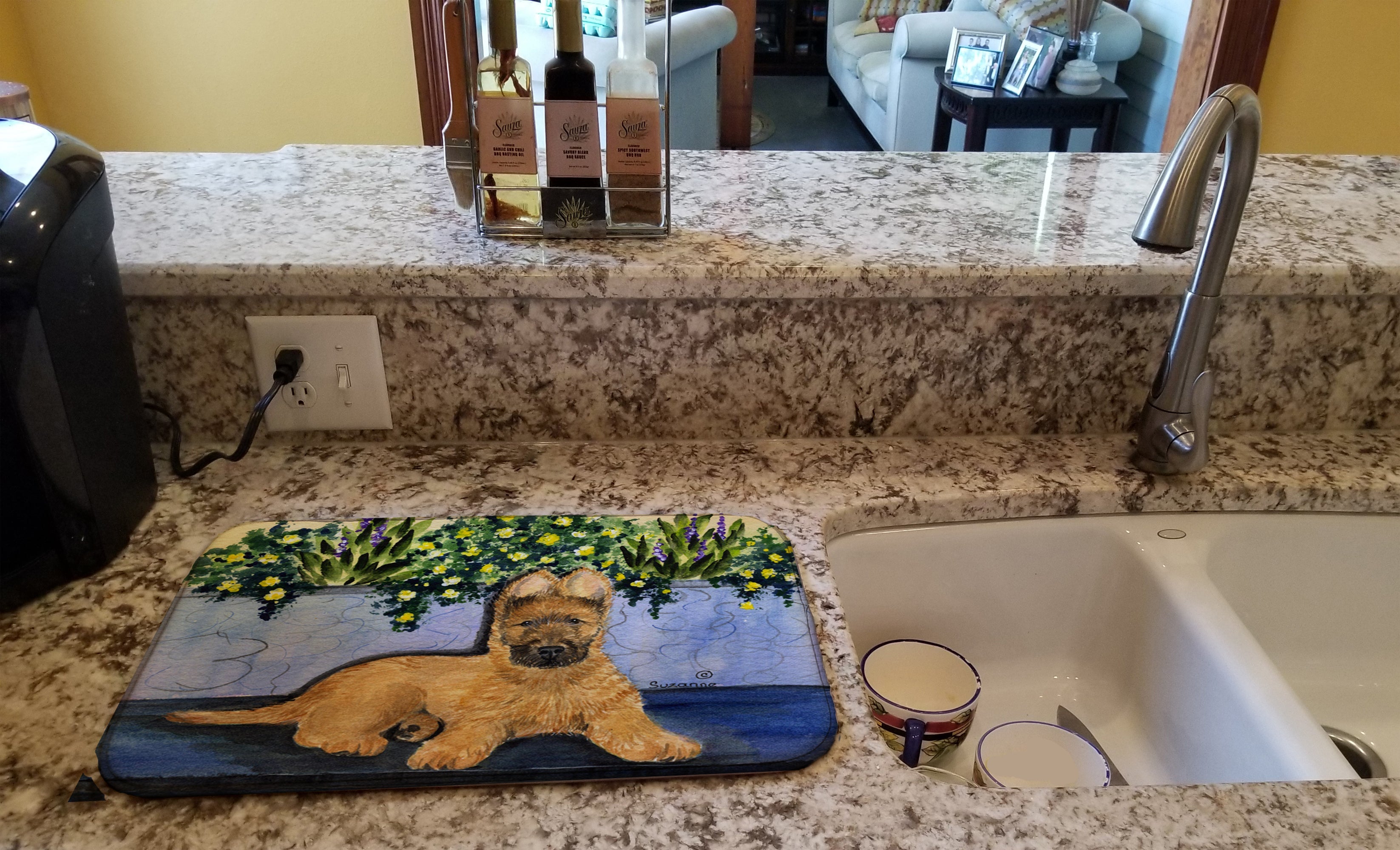 Briard Dish Drying Mat Absorbent Dish Drying Mat Pad for Kitchen Counter Dish Drainer Mat for Countertop, 14 x 21", Multicolor