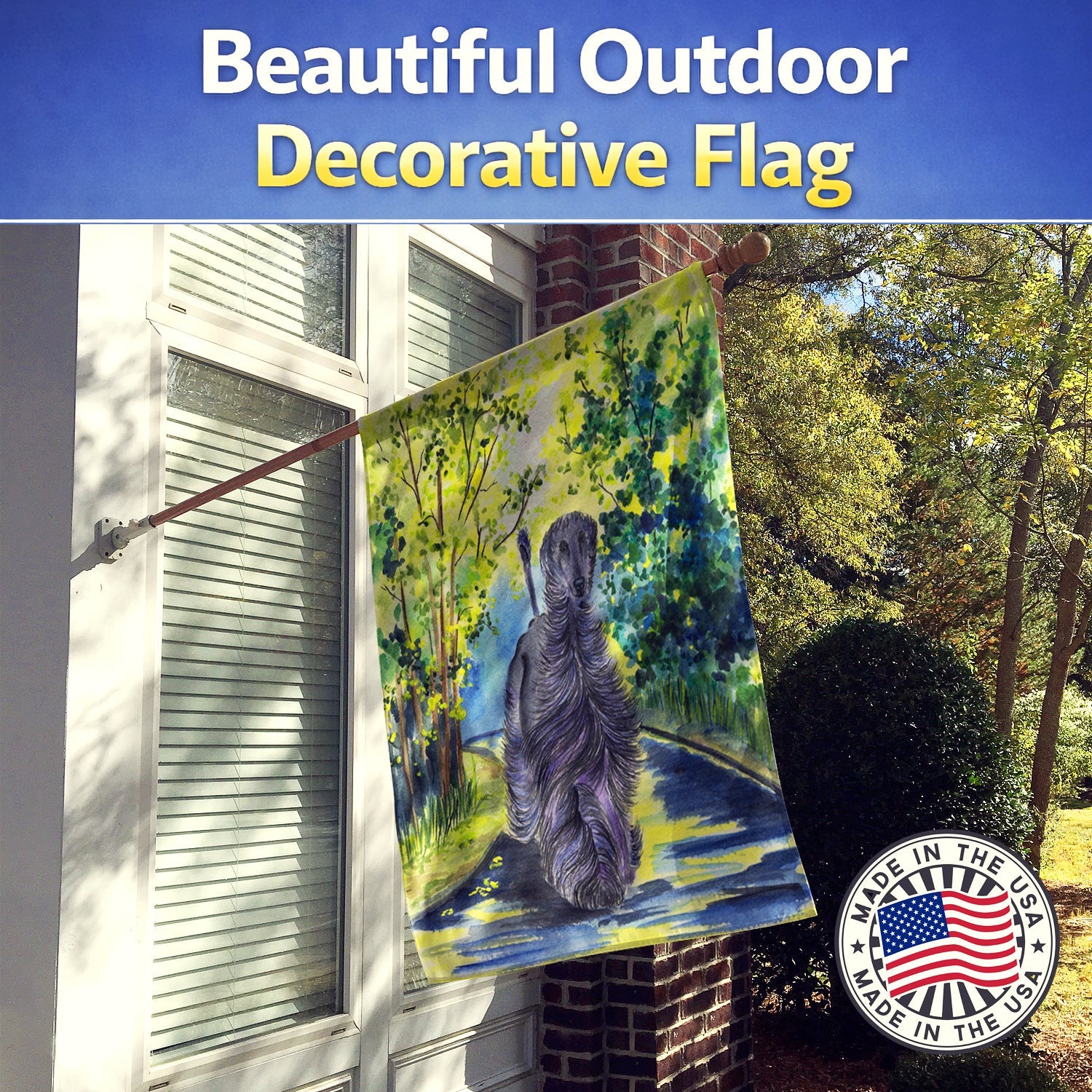 Afghan Hound House Flag 28x40 Porch Sleeve Pole Decorative Outside Yard Banner Artwork Wall Hanging, Polyester