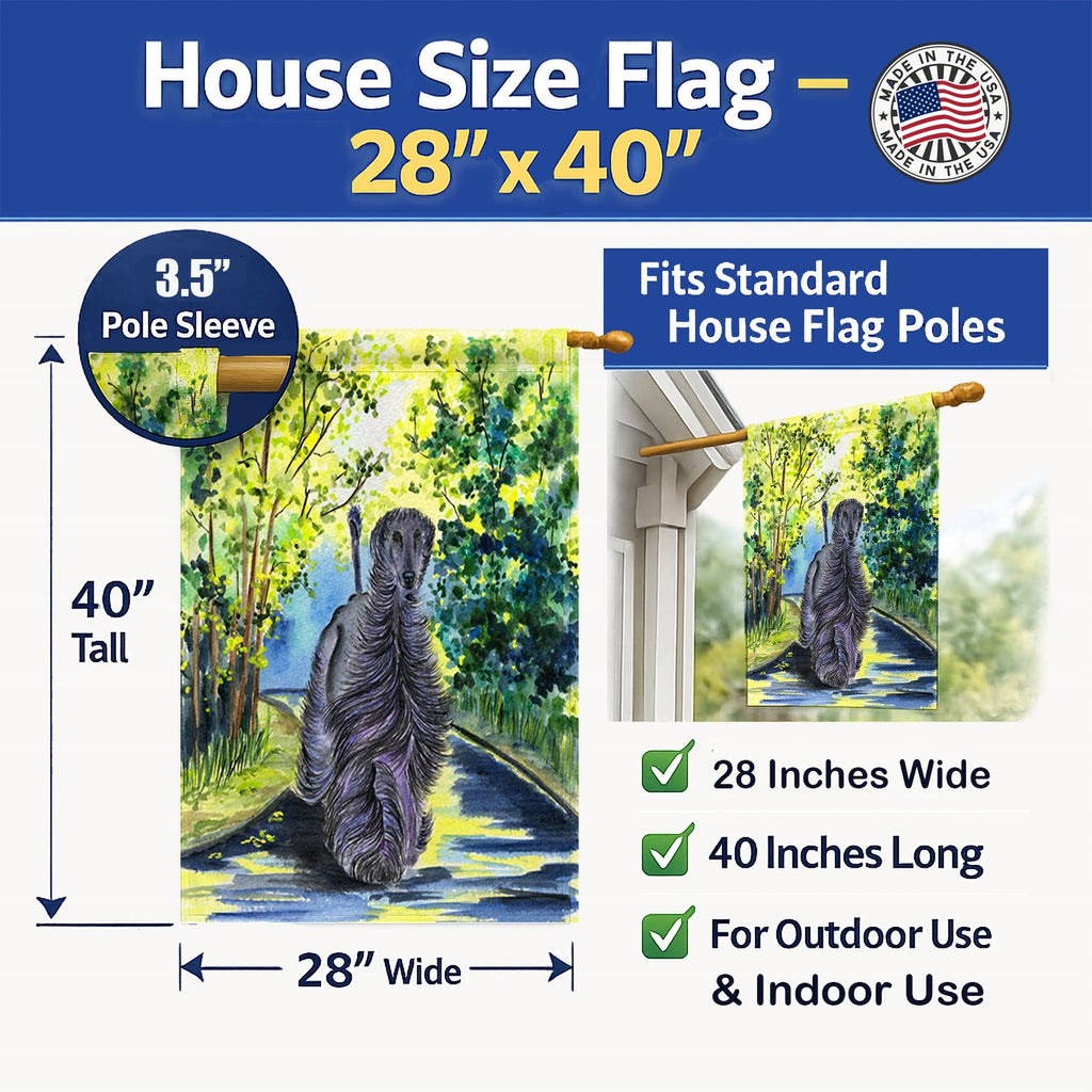 Afghan Hound House Flag 28x40 Porch Sleeve Pole Decorative Outside Yard Banner Artwork Wall Hanging, Polyester