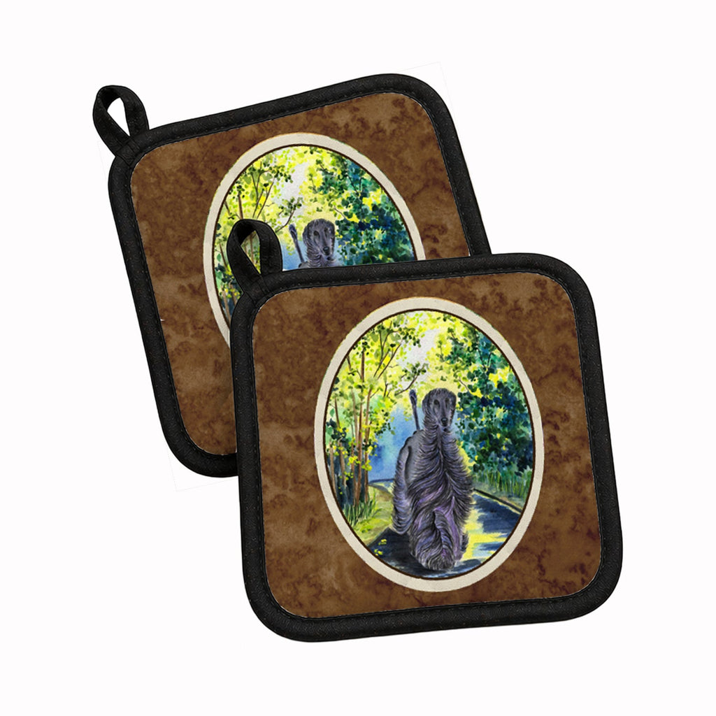 Afghan Hound Pot Holder Set of 2 Heat Resistant Quilted Hot Pads 7.5 x 7.5 Inch, Insulated Kitchen Trivets for Cooking & Baking