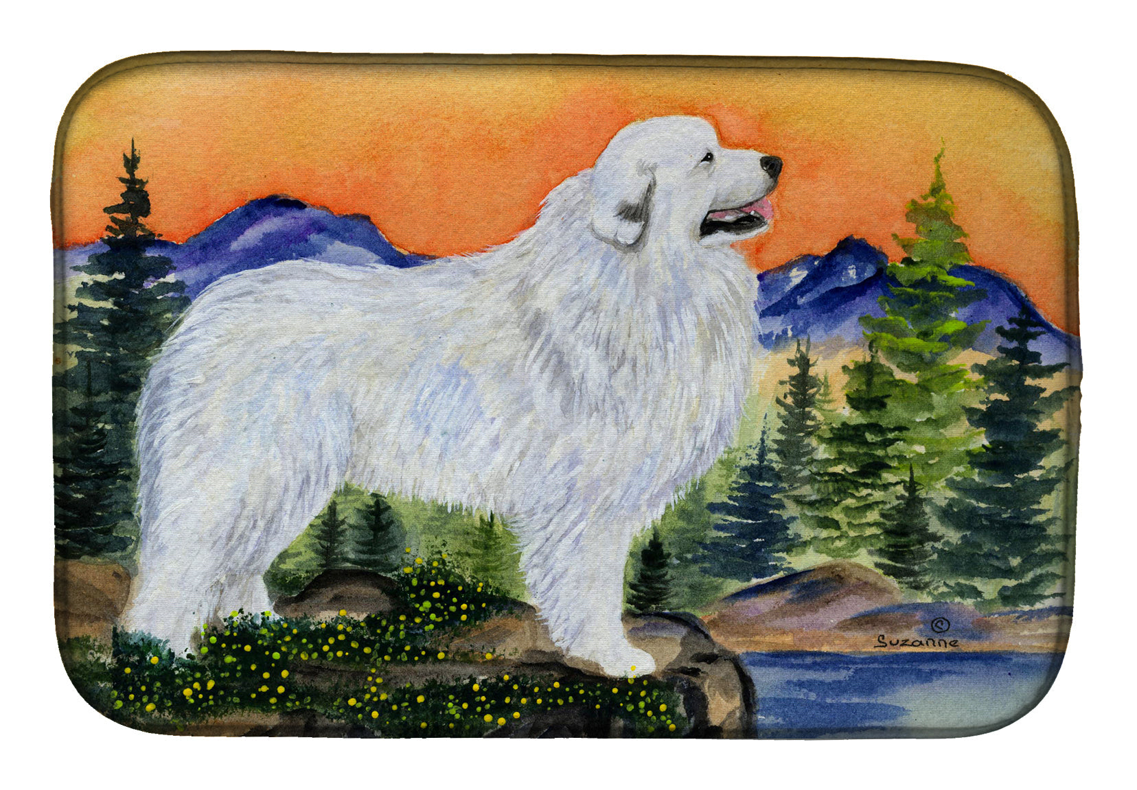 Great Pyrenees Dish Drying Mat Absorbent Dish Drying Mat Pad for Kitchen Counter Dish Drainer Mat for Countertop, 14 x 21", Multicolor