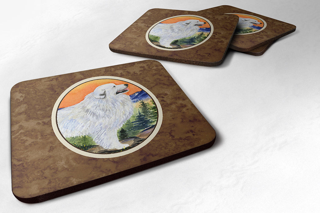 Great Pyrenees Foam Coasters Set of 4 Cup Coasters for Indoor Outdoor, Tabletop Protection, Anti Slip, Mouse pad Material