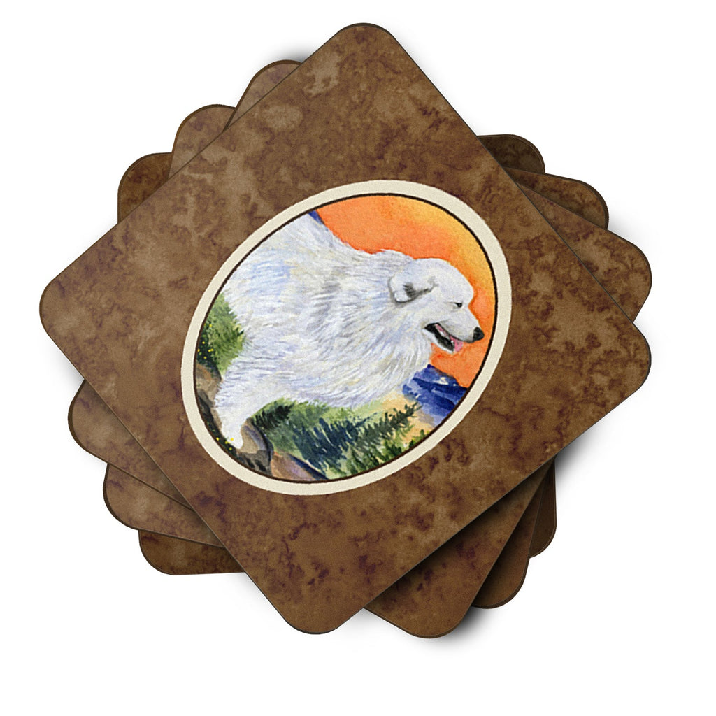 Great Pyrenees Foam Coasters Set of 4 Cup Coasters for Indoor Outdoor, Tabletop Protection, Anti Slip, Mouse pad Material