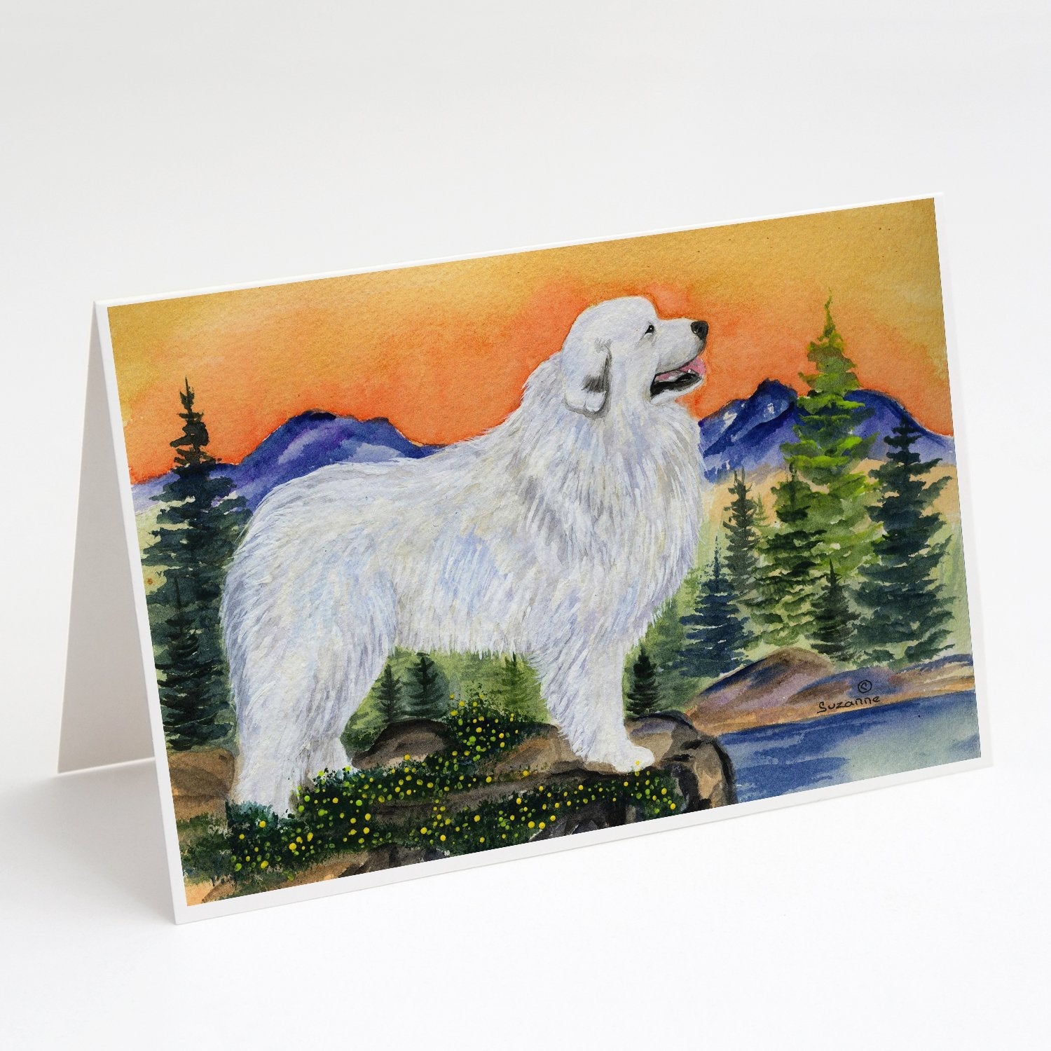 Great Pyrenees Greeting Cards Pack of 8 Blank Cards with Envelopes Whimsical A7 Size 5x7