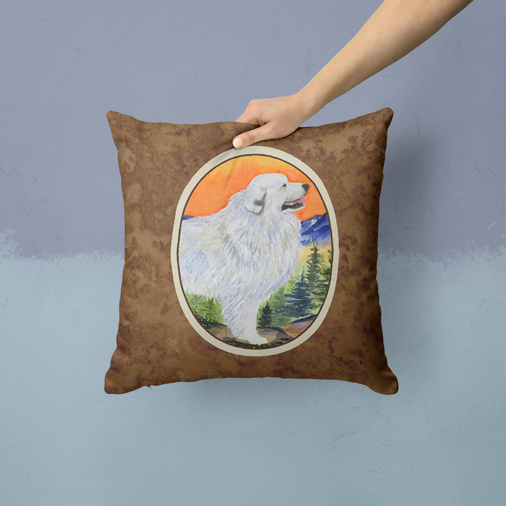 Great Pyrenees Decorative Throw Pillow 14x14 Indoor Outdoor Accent Cushion, Fabric Cover with Insert for Sofa, Bed, Porch & Living Room