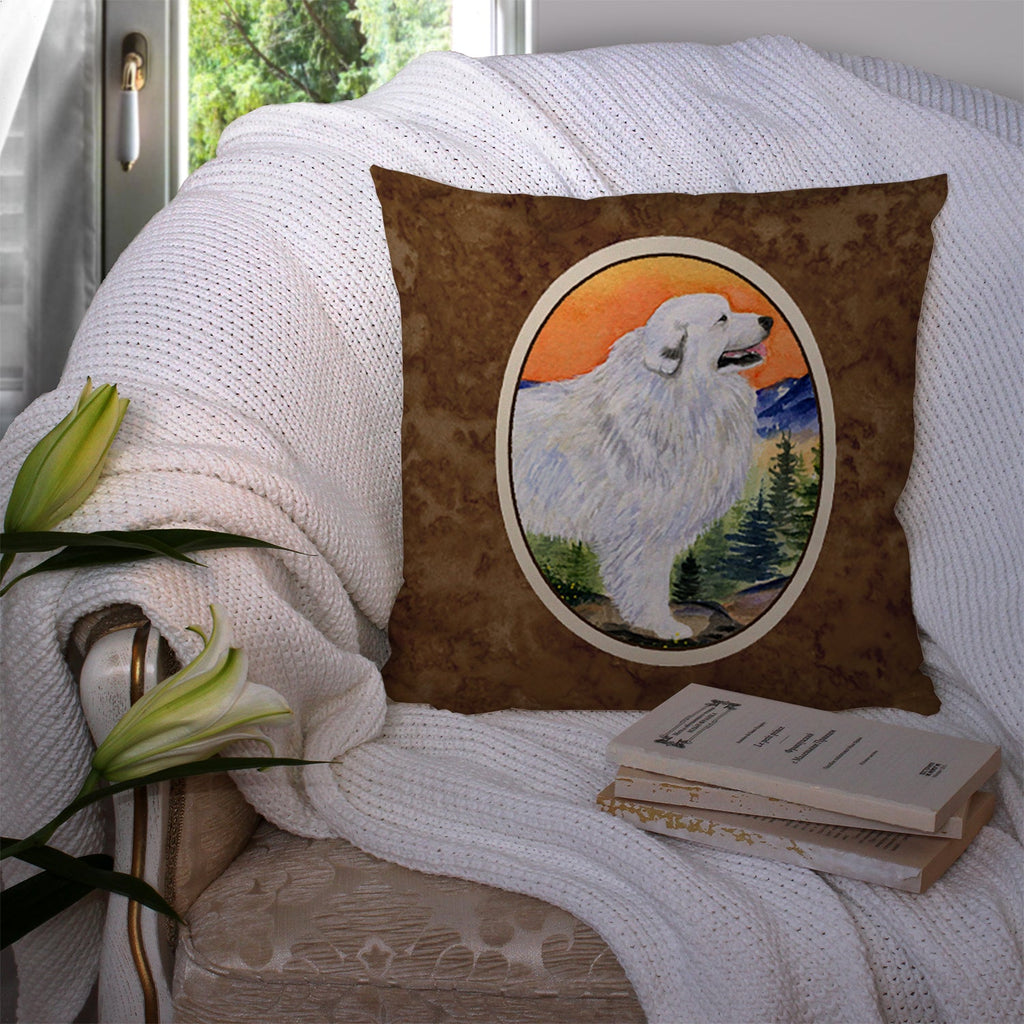 Great Pyrenees Decorative Throw Pillow 14x14 Indoor Outdoor Accent Cushion, Fabric Cover with Insert for Sofa, Bed, Porch & Living Room