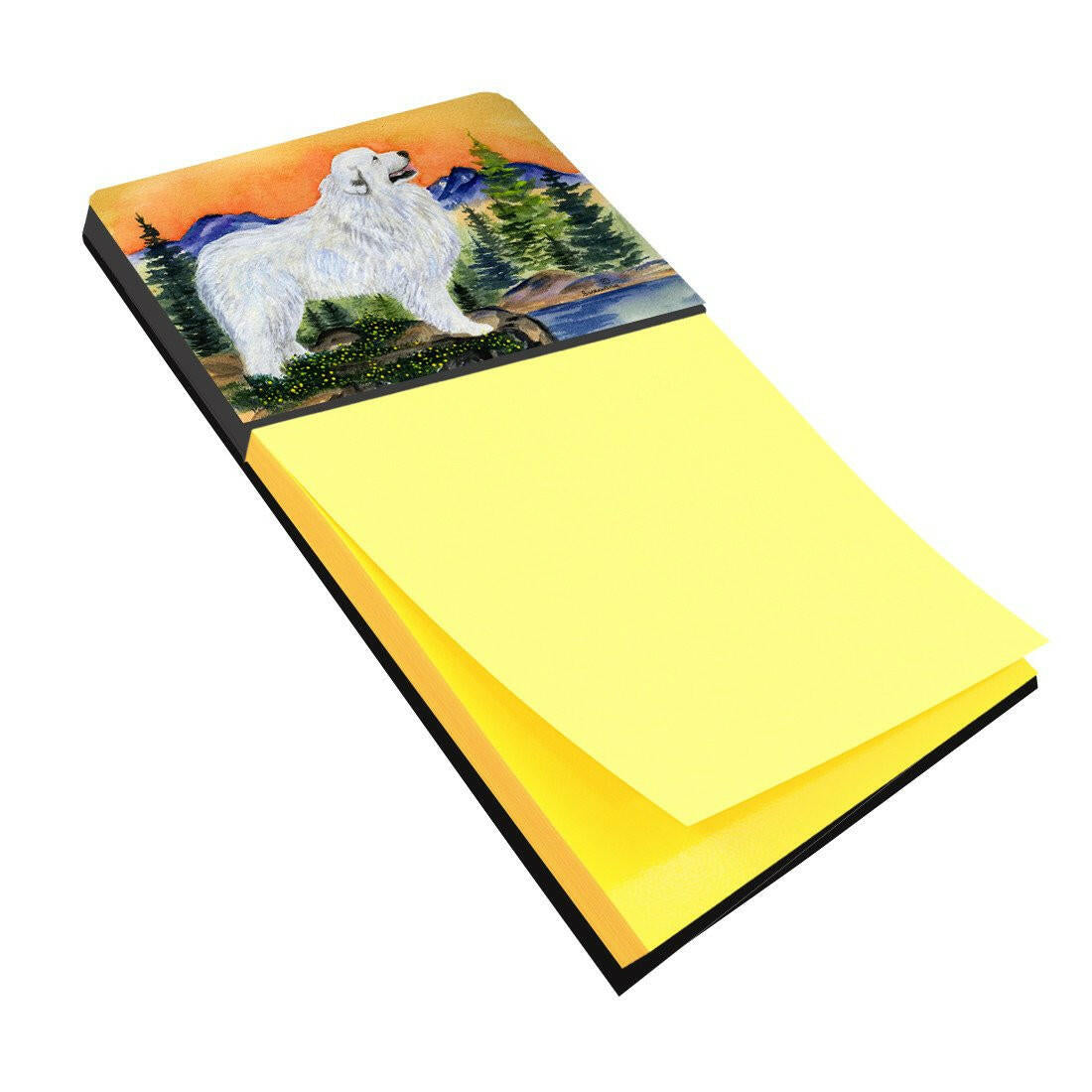 Great Pyrenees Watercolor Sticky Note Holder Refillable Dispenser Desk Accessory 3x3 Pad Gift