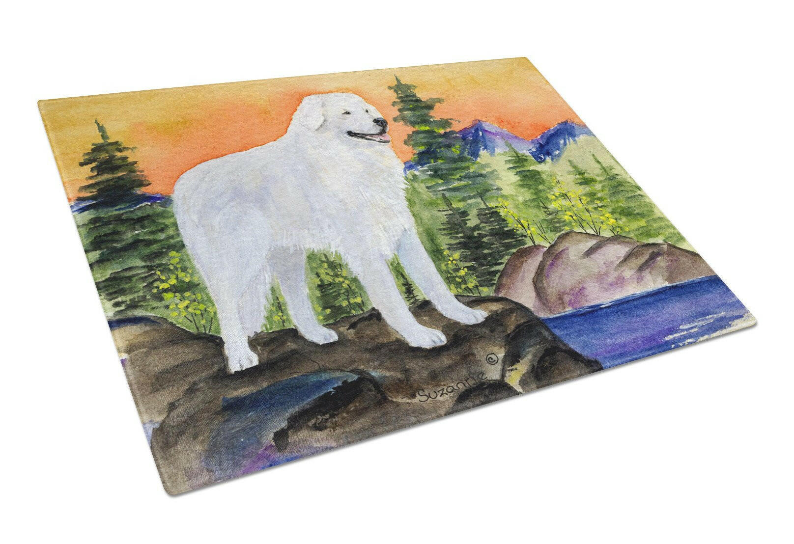 Kuvasz Cutting Board Tempered Glass Kitchen Cutting Surface, Heat Resistant Chopping, Non-Slip Feet, Food Prep & Serving