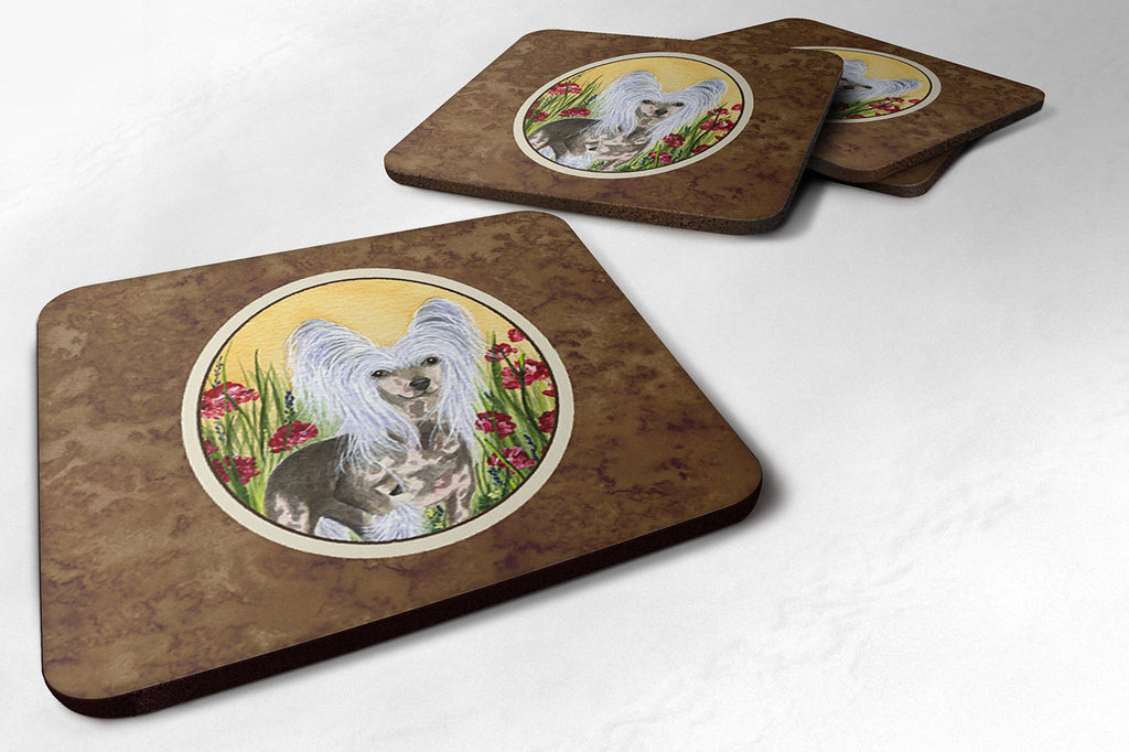 Chinese Crested Foam Coasters Set of 4 Cup Coasters for Indoor Outdoor, Tabletop Protection, Anti Slip, Mouse pad Material