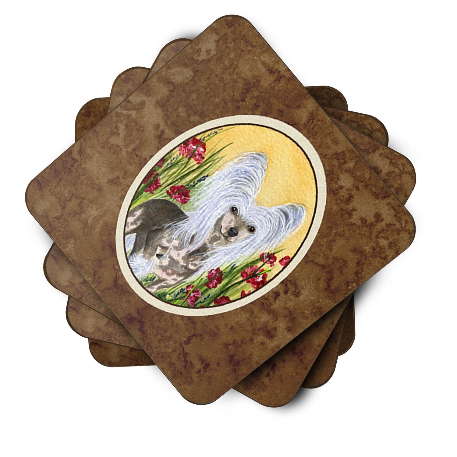 Chinese Crested Foam Coasters Set of 4 Cup Coasters for Indoor Outdoor, Tabletop Protection, Anti Slip, Mouse pad Material