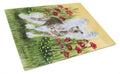Chinese Crested Cutting Board Tempered Glass Kitchen Cutting Surface, Heat Resistant Chopping, Non-Slip Feet, Food Prep & Serving
