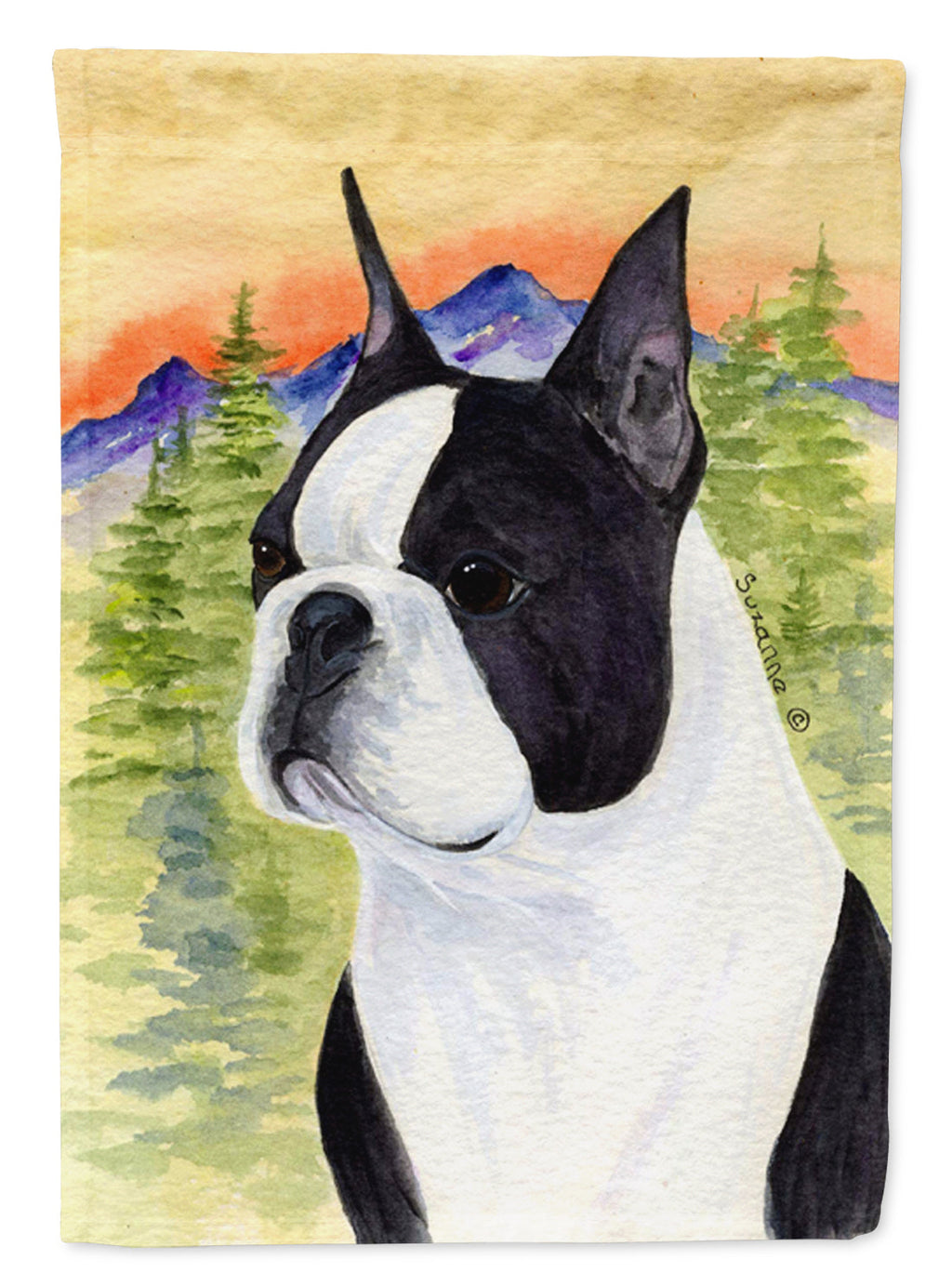 Boston Terrier House Flag 28x40 Porch Sleeve Pole Decorative Outside Yard Banner Artwork Wall Hanging, Polyester