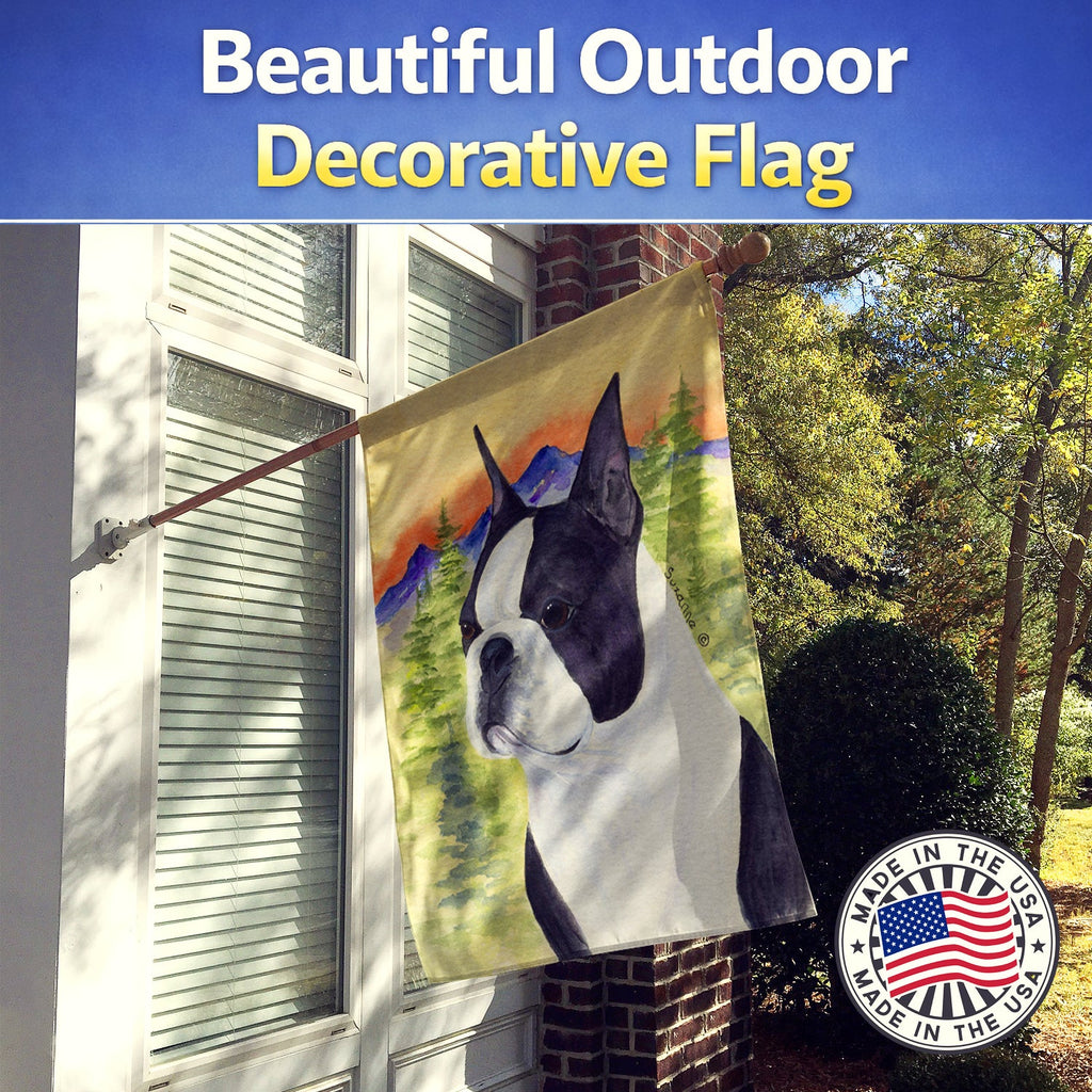 Boston Terrier House Flag 28x40 Porch Sleeve Pole Decorative Outside Yard Banner Artwork Wall Hanging, Polyester