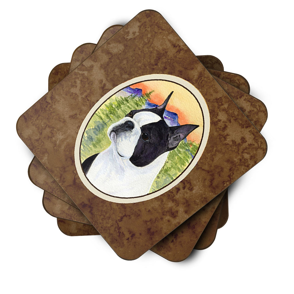 Boston Terrier Foam Coasters Set of 4 Cup Coasters for Indoor Outdoor, Tabletop Protection, Anti Slip, Mouse pad Material