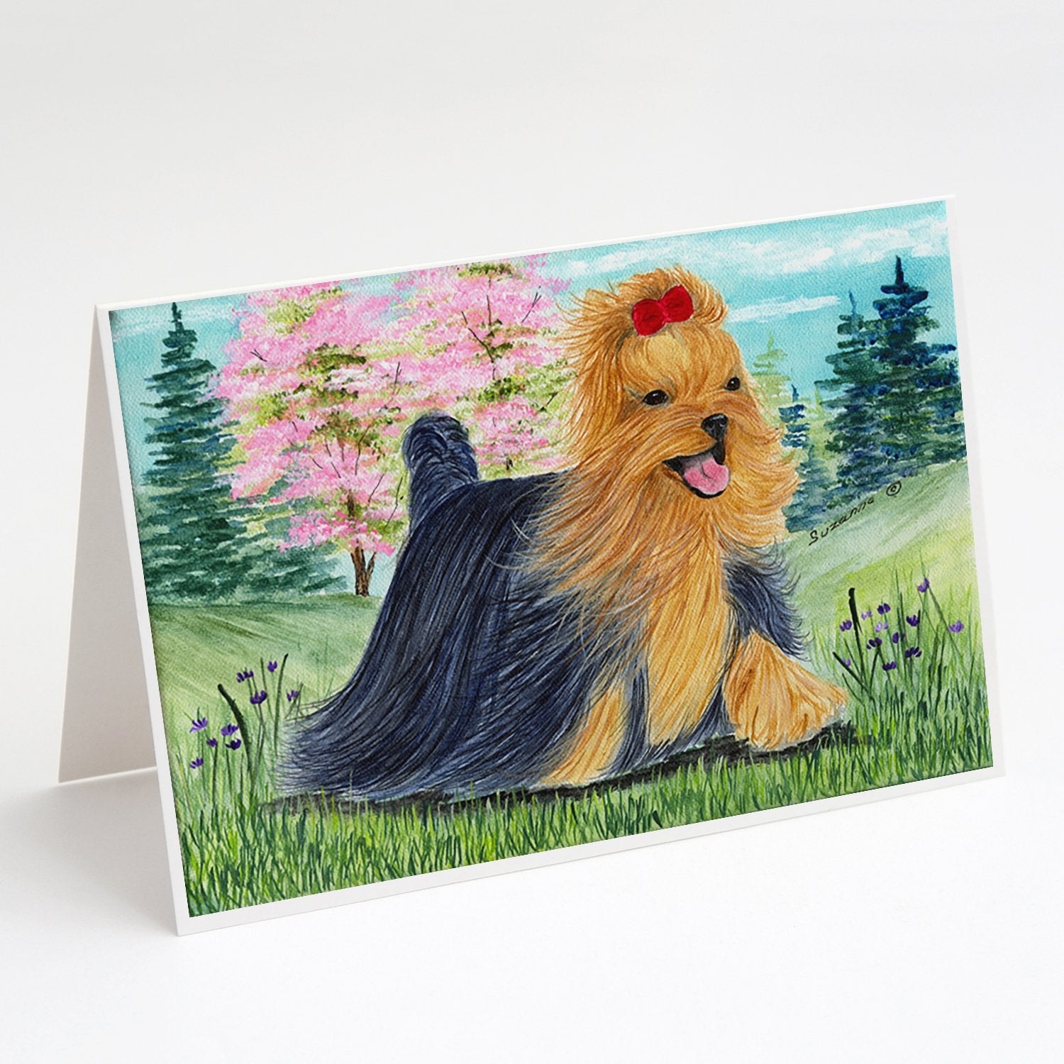 Yorkie Greeting Cards Pack of 8 Blank Cards with Envelopes Whimsical A7 Size 5x7