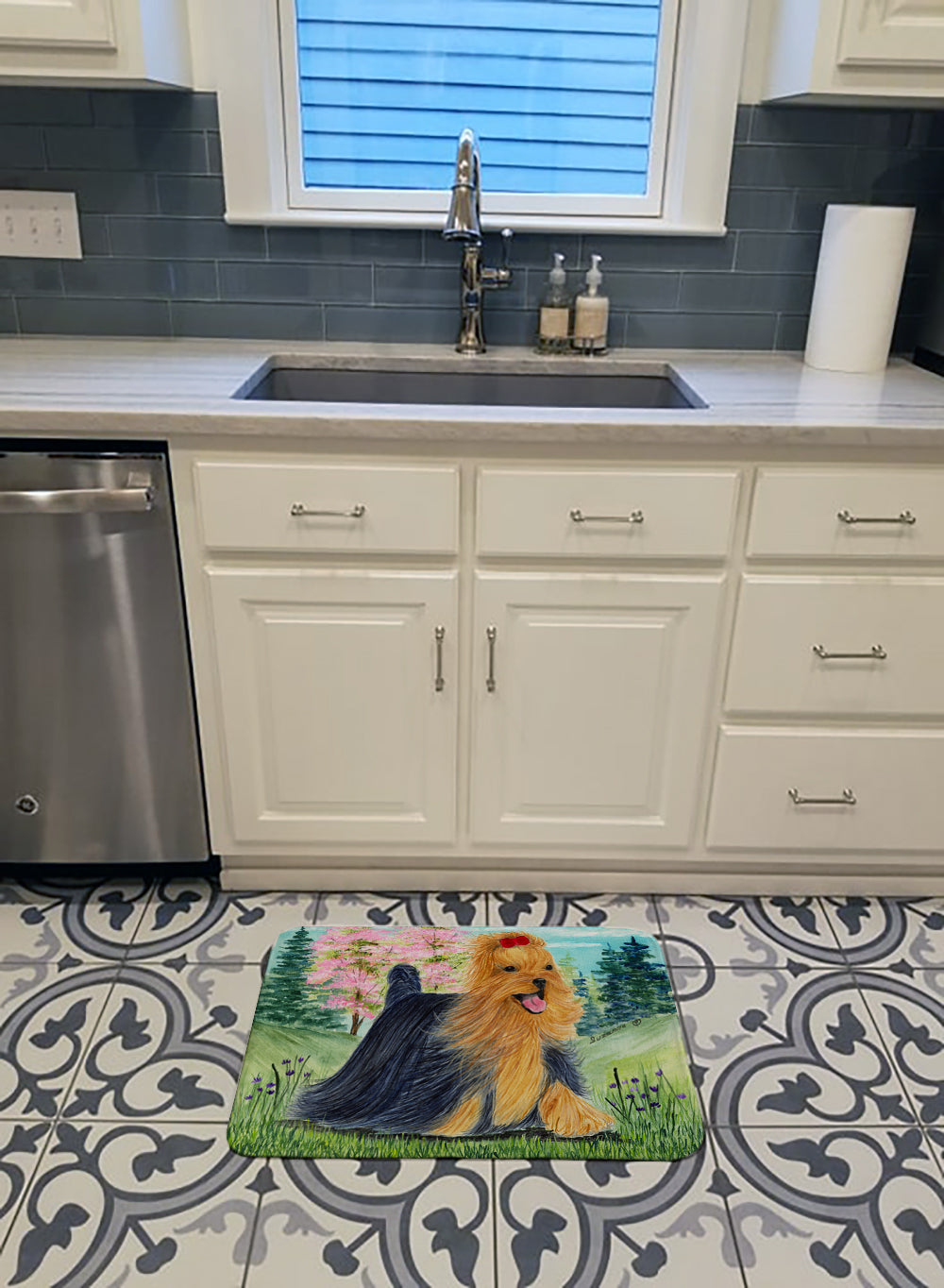 Yorkie Memory Foam Kitchen Mat Machine Washable Anti-Fatigue Cushion Comfort Bath or Kitchen Rug