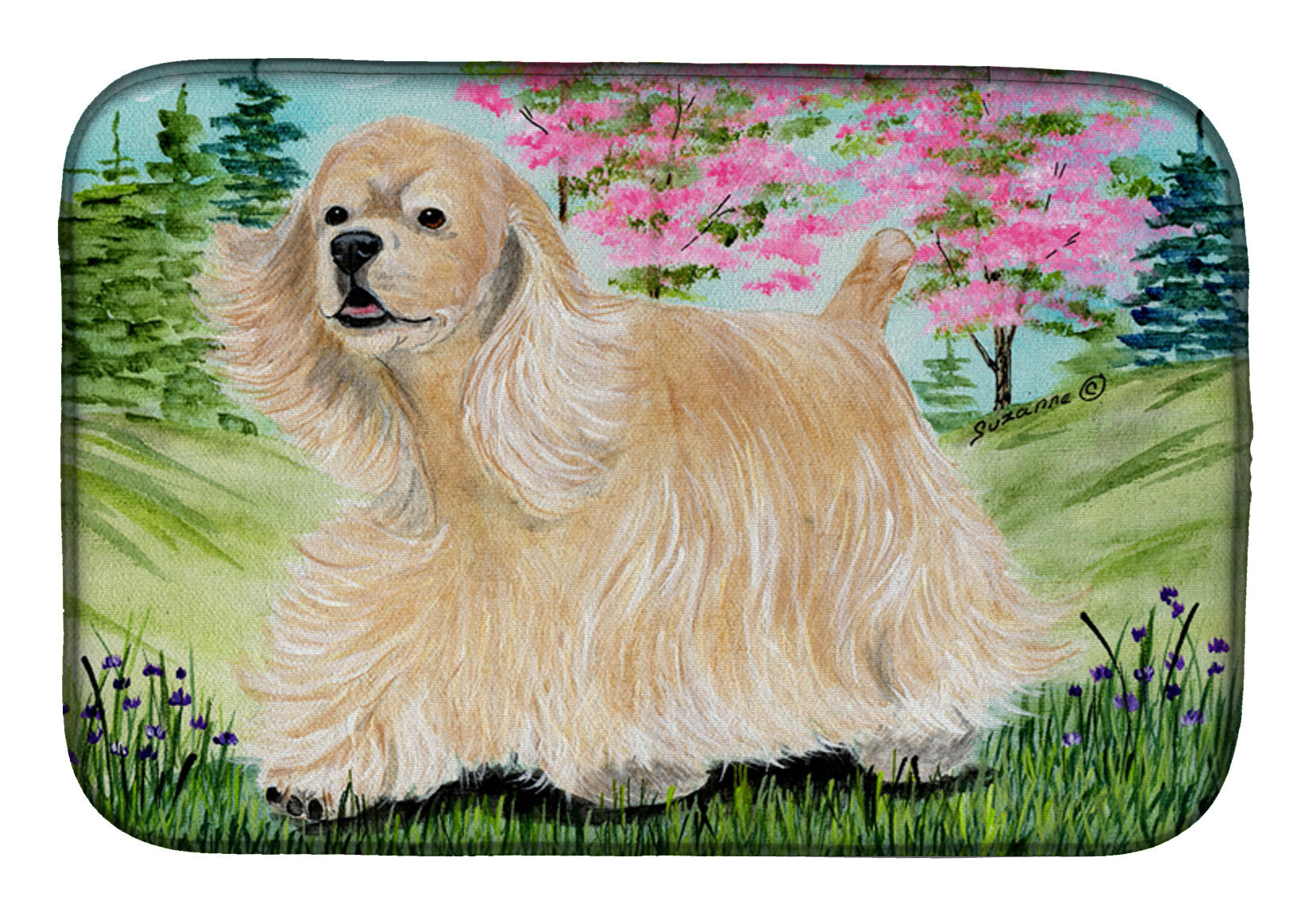 Cocker Spaniel Dish Drying Mat Absorbent Dish Drying Mat Pad for Kitchen Counter Dish Drainer Mat for Countertop, 14 x 21", Multicolor