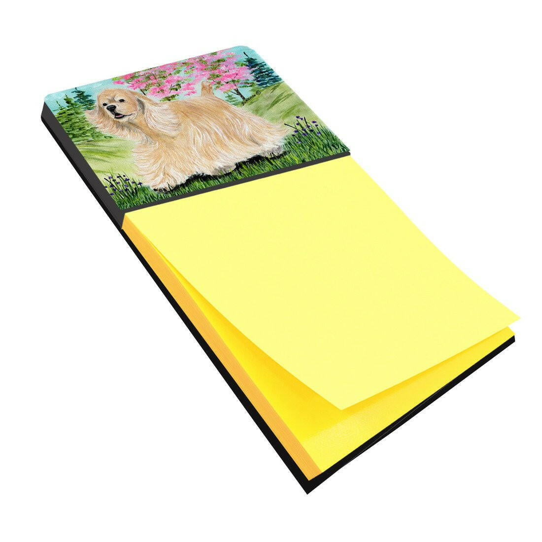 Cocker Spaniel Watercolor Sticky Note Holder Refillable Dispenser Desk Accessory 3x3 Pad Gift