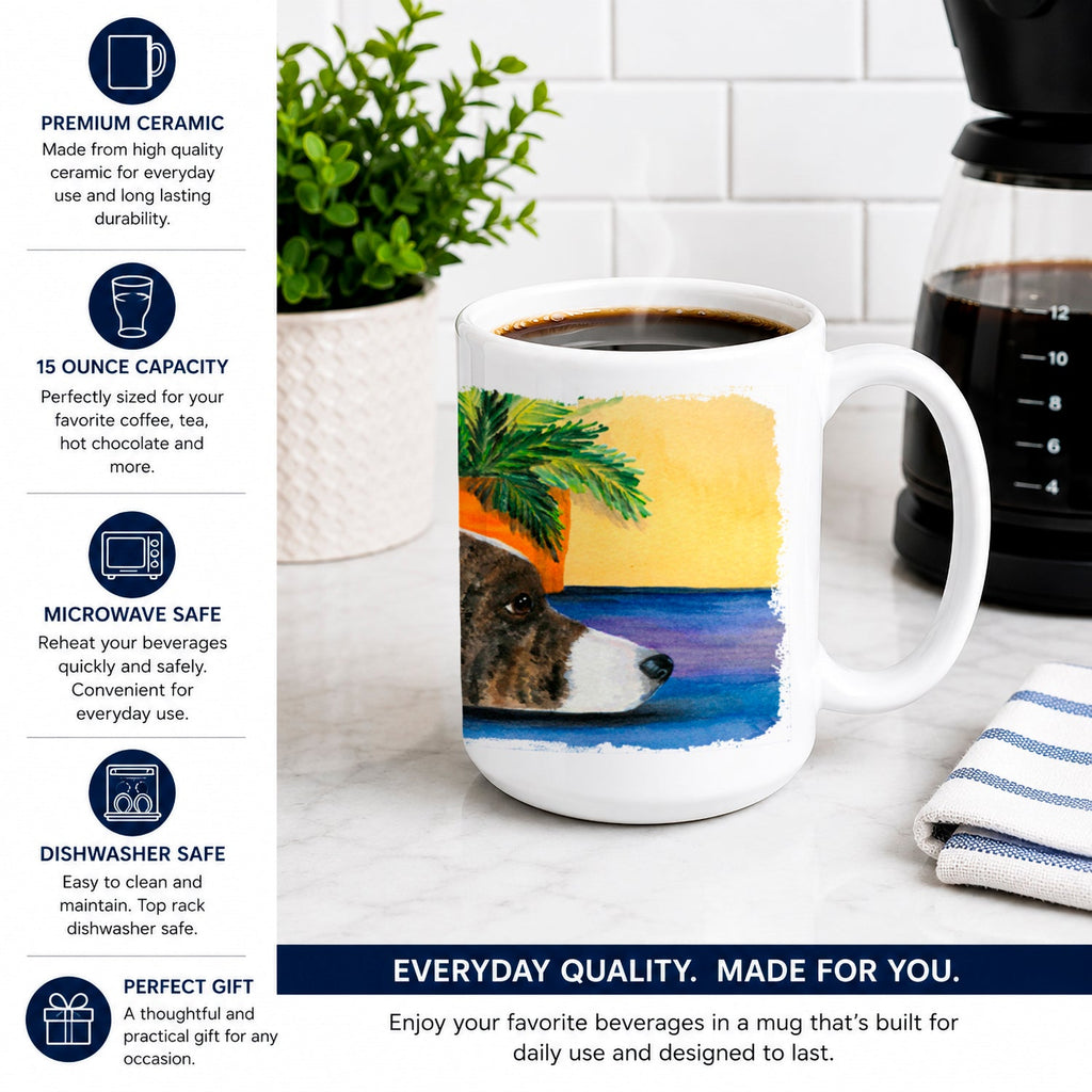 Corgi Ceramic Coffee Mug 15 oz Decorative Large C Handle Mug Cup for Tea, Cocoa Hot Chocolate