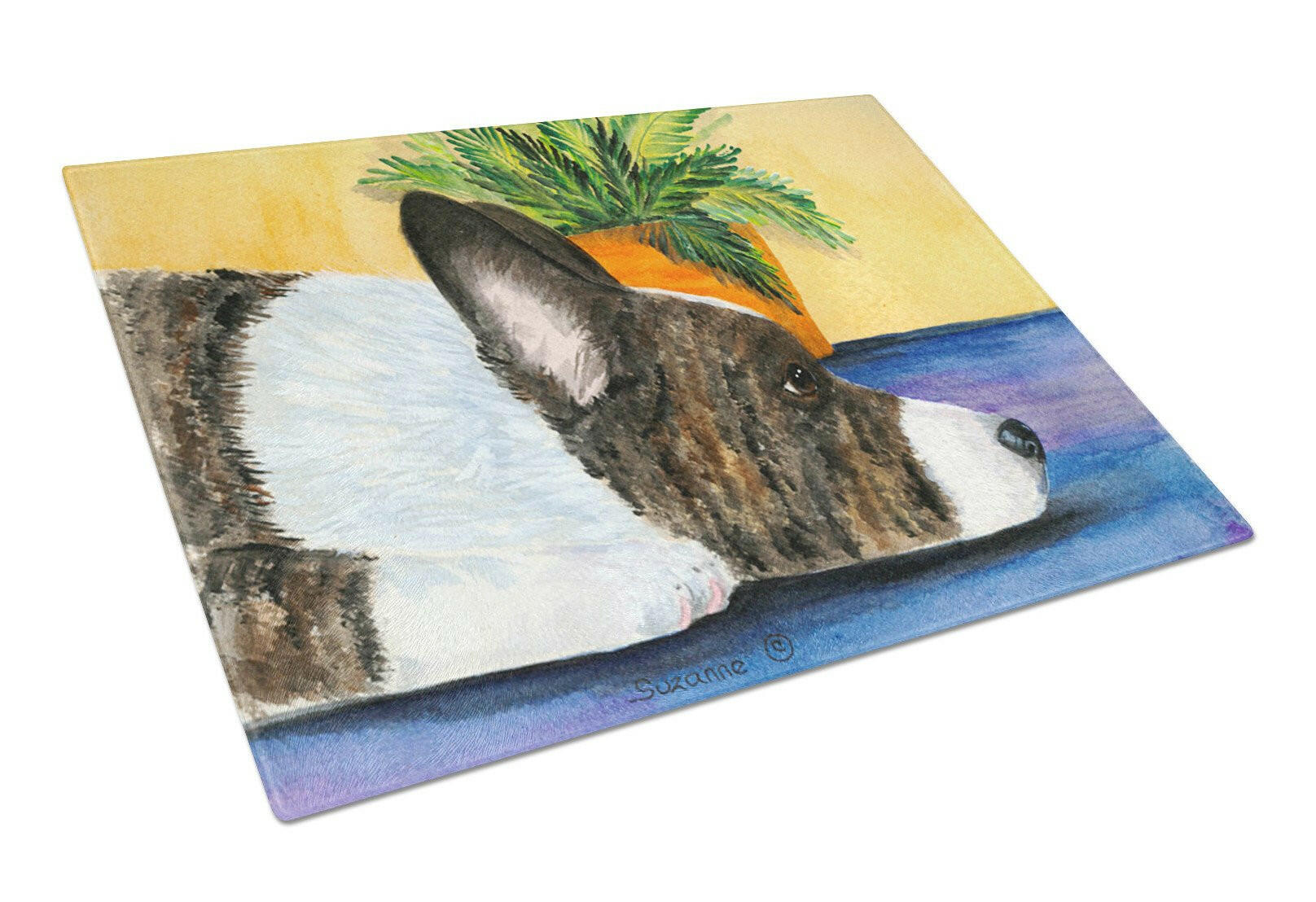 Corgi Cutting Board Tempered Glass Kitchen Cutting Surface, Heat Resistant Chopping, Non-Slip Feet, Food Prep & Serving