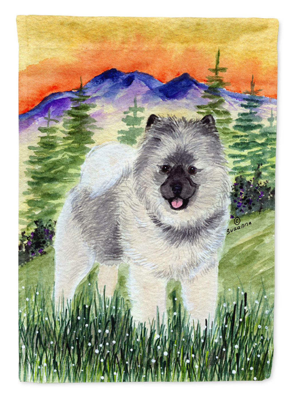 Keeshond House Flag 28x40 Porch Sleeve Pole Decorative Outside Yard Banner Artwork Wall Hanging, Polyester