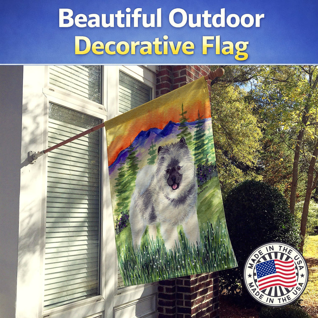 Keeshond House Flag 28x40 Porch Sleeve Pole Decorative Outside Yard Banner Artwork Wall Hanging, Polyester