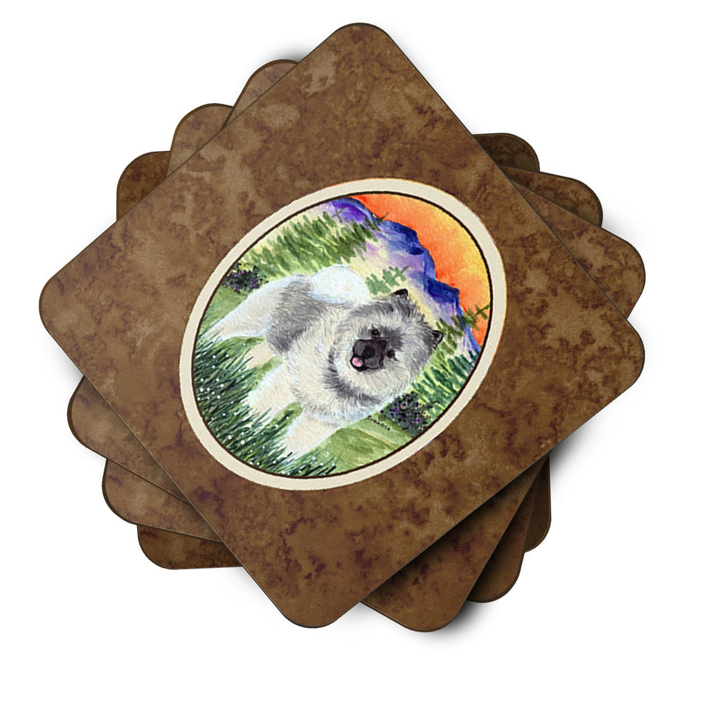 Keeshond Foam Coasters Set of 4 Cup Coasters for Indoor Outdoor, Tabletop Protection, Anti Slip, Mouse pad Material