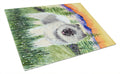 Keeshond Cutting Board Tempered Glass Kitchen Cutting Surface, Heat Resistant Chopping, Non-Slip Feet, Food Prep & Serving