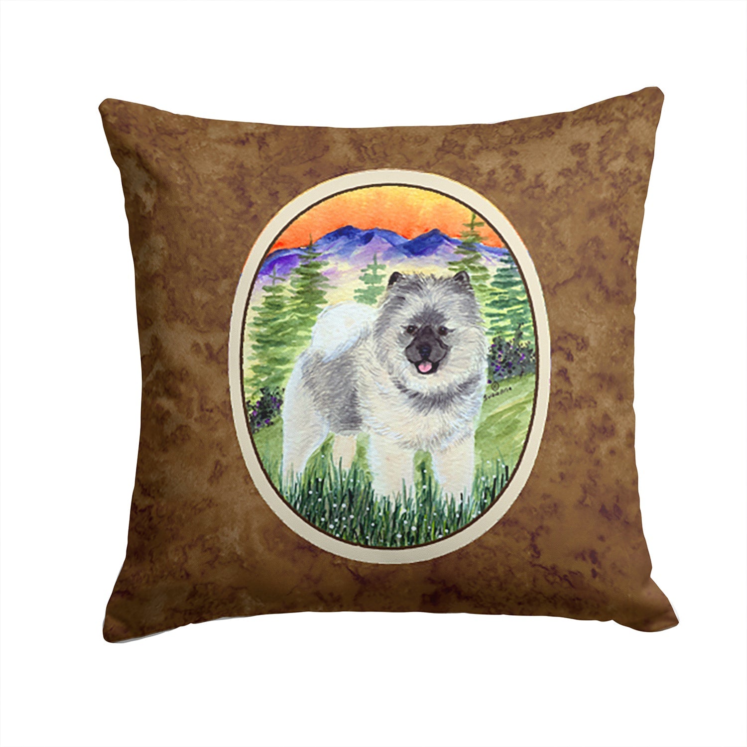 Keeshond Decorative Throw Pillow 14x14 Indoor Outdoor Accent Cushion, Fabric Cover with Insert for Sofa, Bed, Porch & Living Room